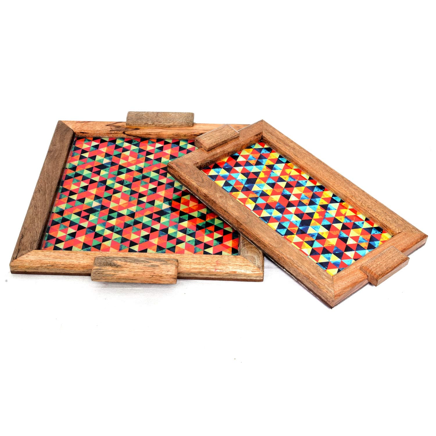 Beautiful Handmade Wooden and Anemal Tray Set of 2 Serving Tray Home Decor