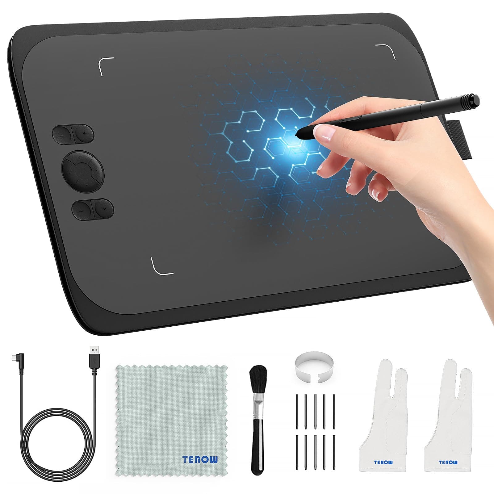 UGEEGraphics Drawing Tablet, M808 10x6.25 inch Ultra Thin with 8 Customized Shortcut Keys, New-Gen Battery-Free Stylus of 16K Levels Pressure for Digital Drawing, Compatible with MAC/Android/Windows