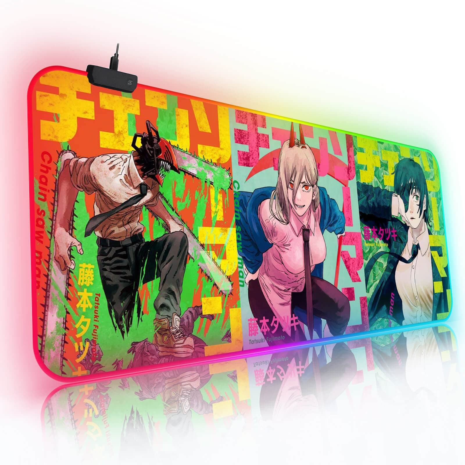 Chainsaw Man Large Mouse Pad, Uminino Japanese Anime Mouse Pads with Non-Slip Rubber Base Waterproof Gaming Keyboard 31.5x11.8 inch Mousepad, Anime Laptop Mouse Desk Mat (C), XX-Large