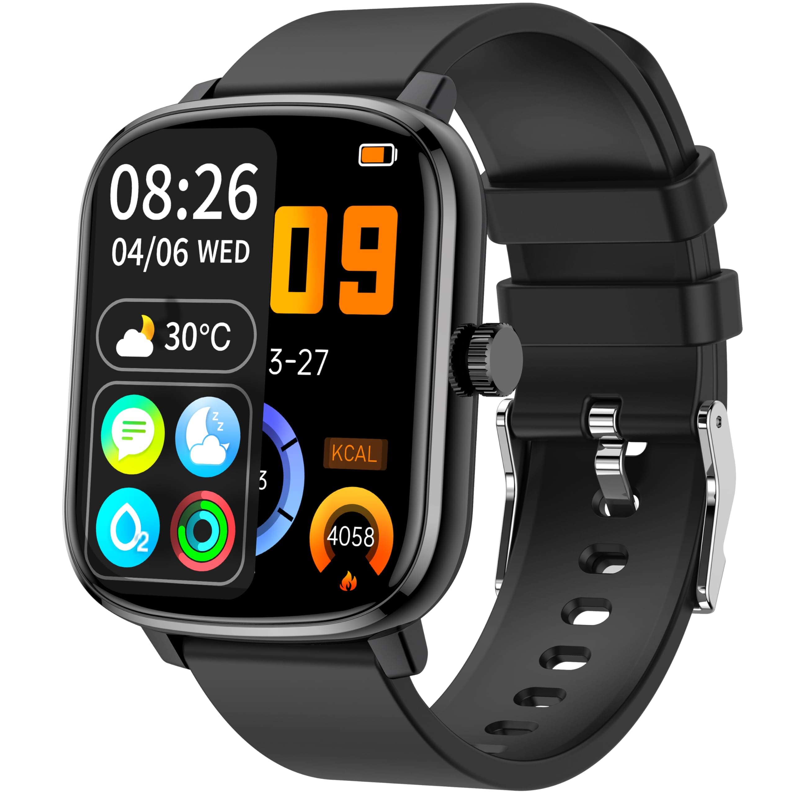 KALINCO Smart Watch for Men, 1.69" Fitness Tracker with Heart Rate, Blood Pressure, Blood Oxygen Tracking, Smartwatch with 100+ Sports Modes, Step Counter Compatible with Android iOS