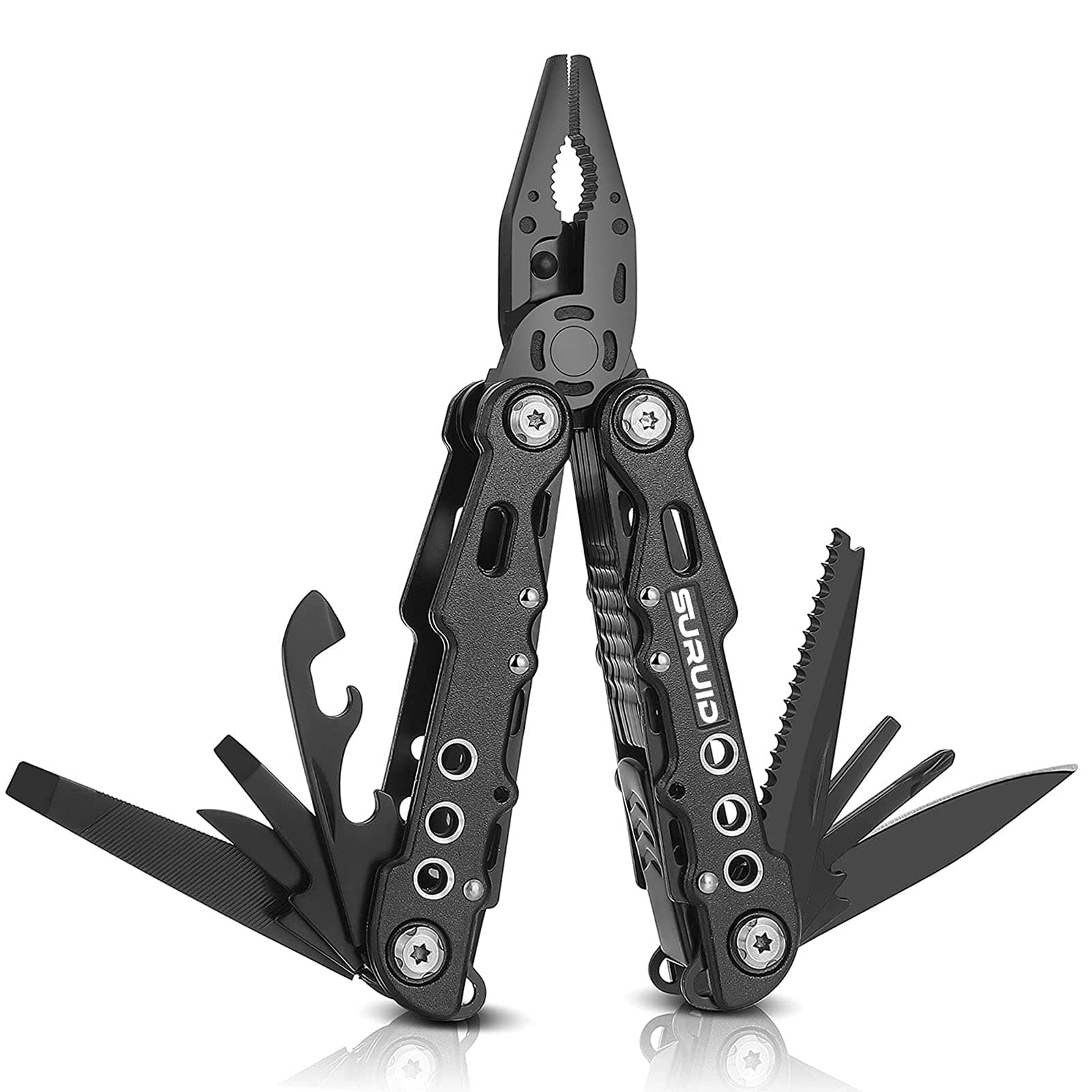 Multitool Pliers Portable Pocket Knife Camping Tool Gifts for Men 12 in 1 Multi Tool with Safety Lock Screwdrivers Saw Bottle Opener Durable Sheath for Camping Survival Hiking Simple Repair