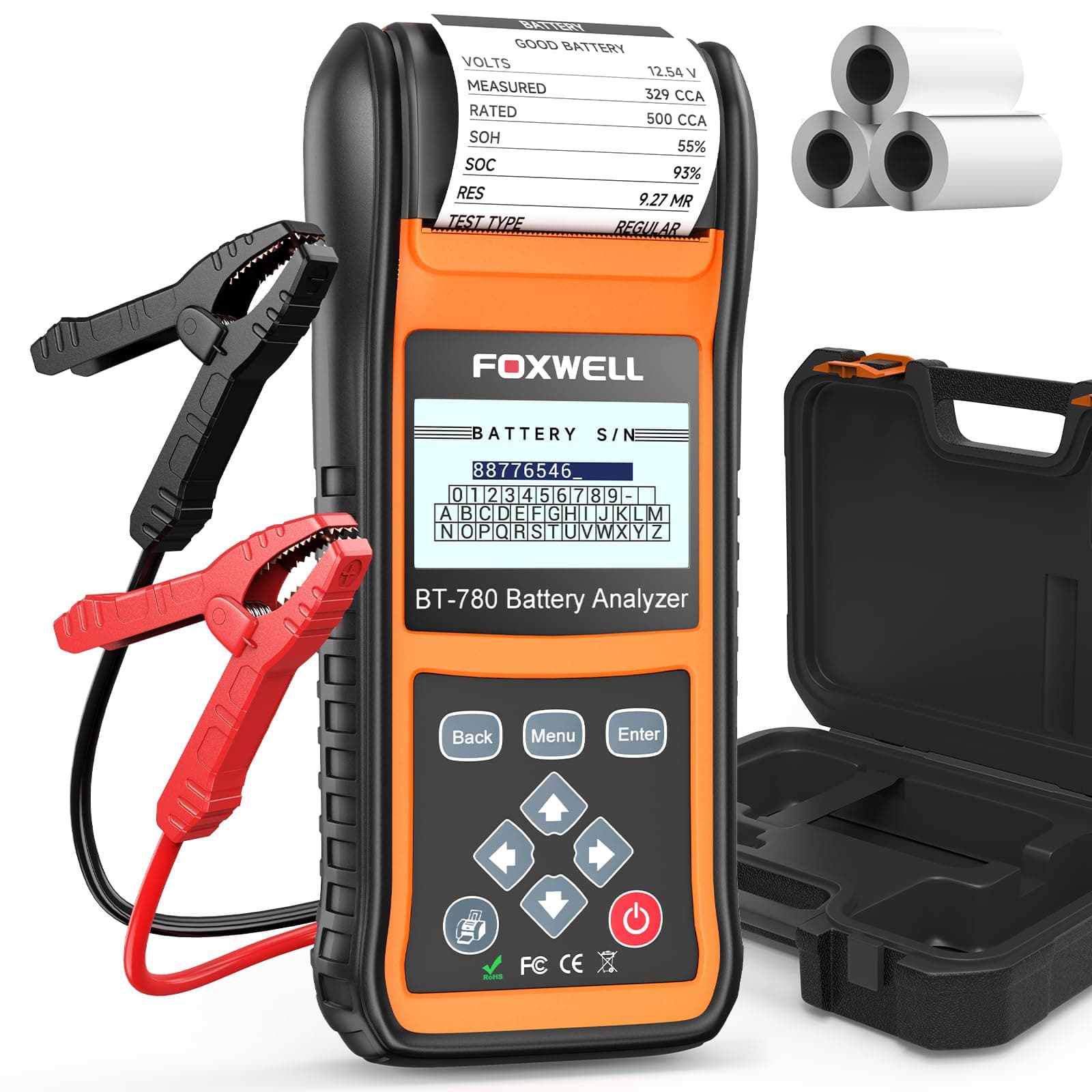 Upgraded from BT705, 2026 FOXWELL BT780 24V 12V Car Battery Tester with Printer, Professional Battery Load Analyzer, 100-2000CCA Automotive Cranking Charging System Checker for Pro Technician & Shop
