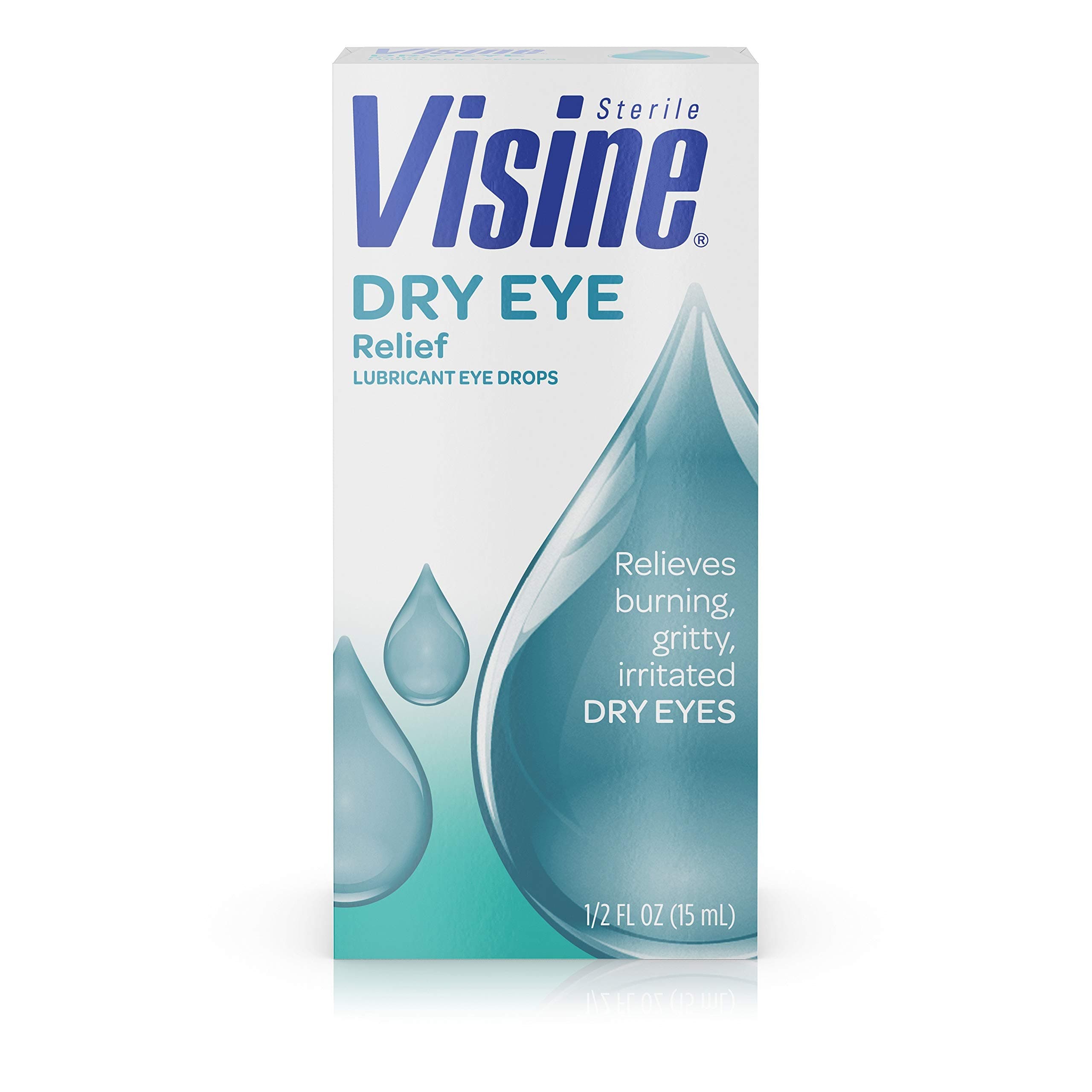 Visine Dry Eye Relief Lubricant Eye Drops with Polyethylene Glycol 400 to Moisturize and Soothe Irritated, Gritty and Dry Eyes, Designed to Work Like Real Tears, 0.5 fl. oz