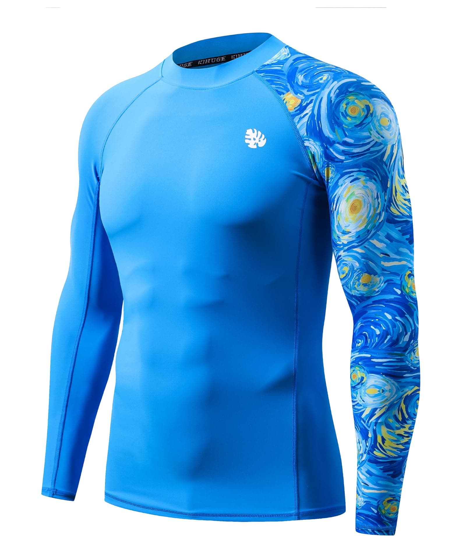 HUGE SPORTSMen's Swim Shirts Long Sleeve UPF 50+ Rash Guard Sun Shirts UV Sun Protection