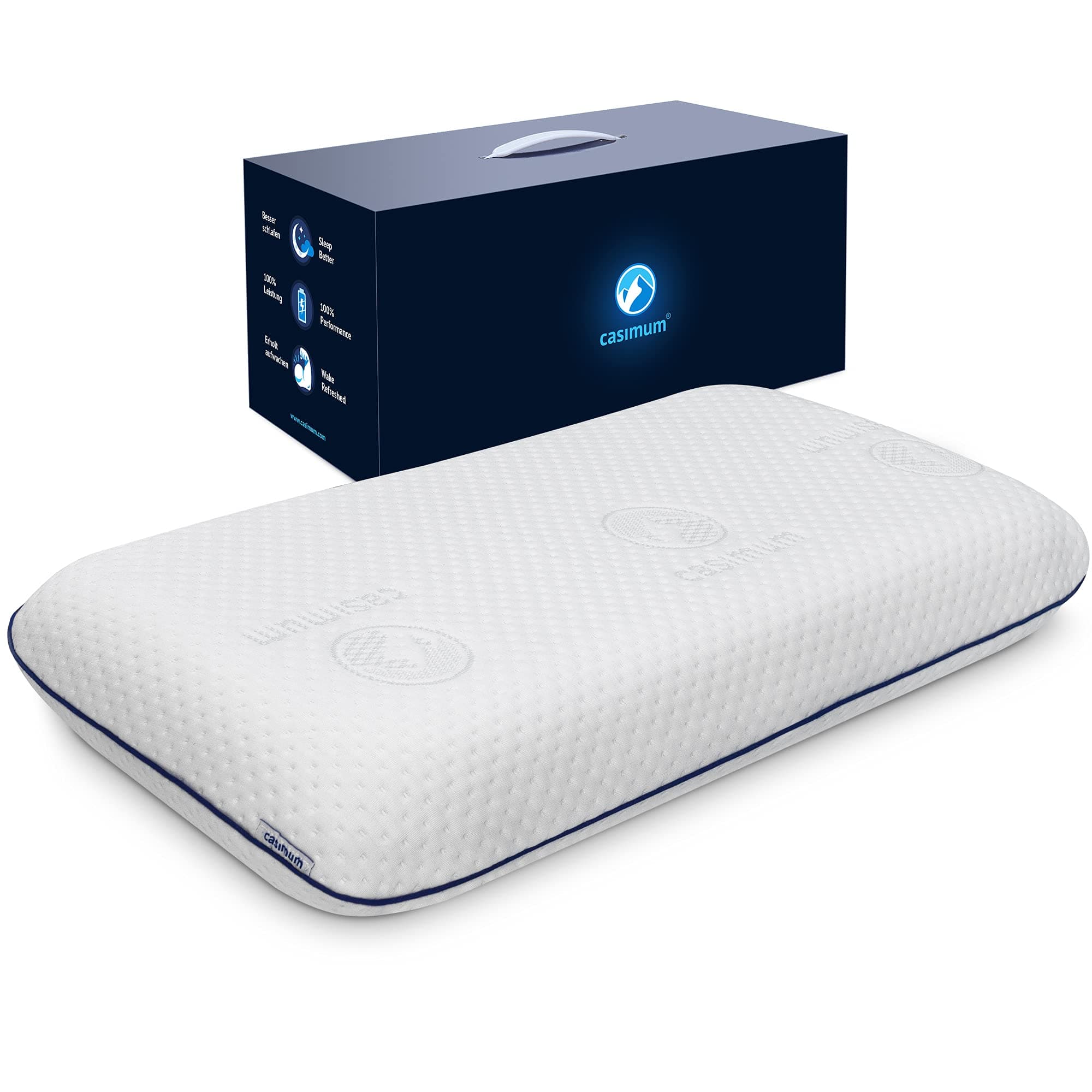 casimum Cervical Sleeping Pillow for Neck Support - Supportive Memory Foam Cushion with Breathable Soft Cover. Ergonomic Comfort for Back and Side sleepers. 28x16 in