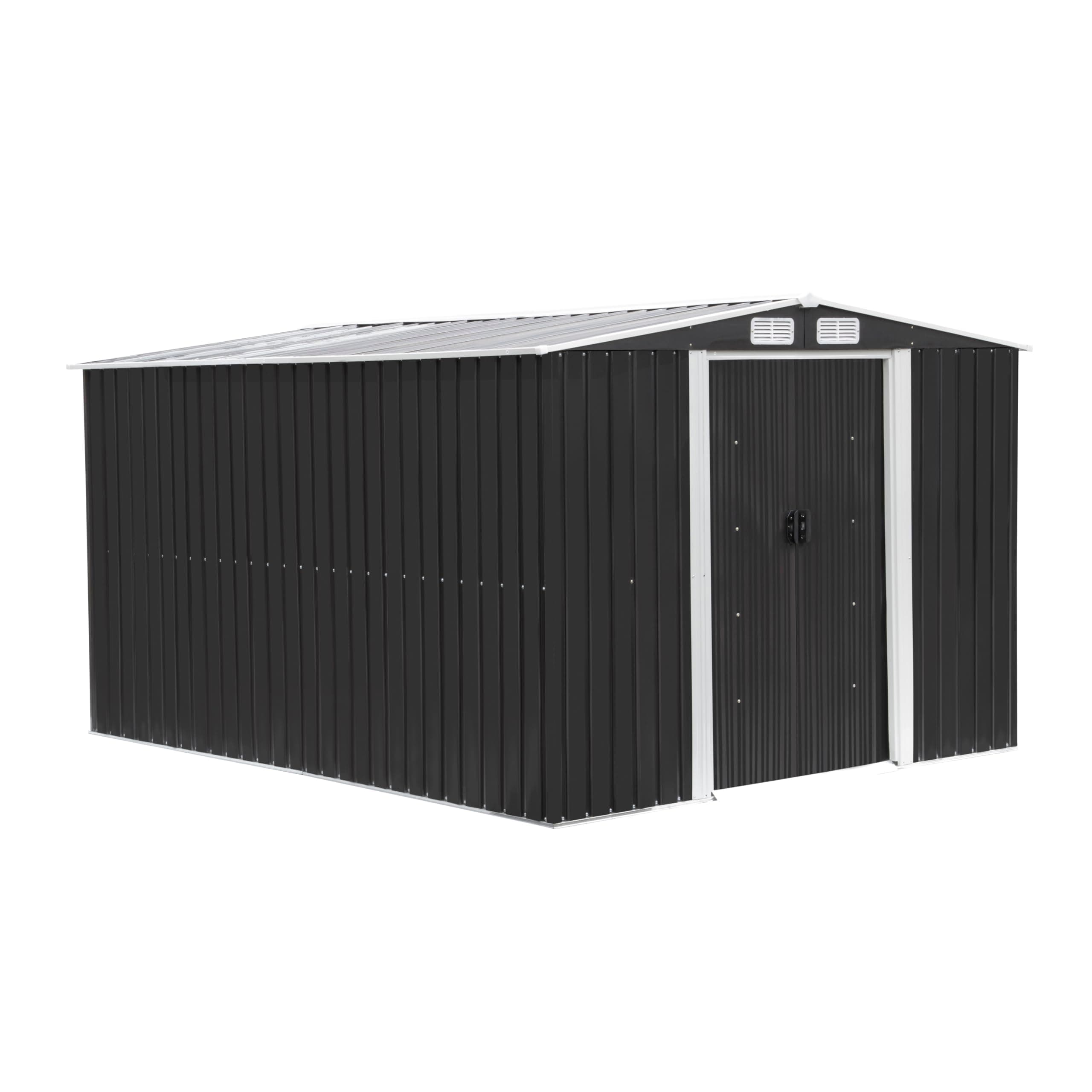 Garden Shed Metal 8' x 12' Storage by Garden Universe Anthracite Grey FREE Base Frame GS8-12AN-Amz