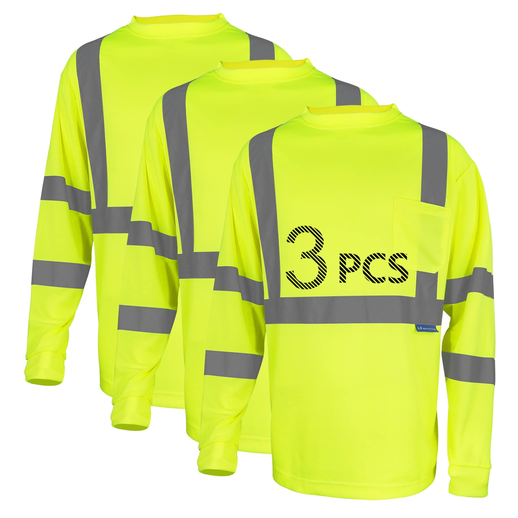 Safety Shirt Long Sleeve High Visibility Reflective Breathable T Shirt for Work Warehouse Construction Class 3