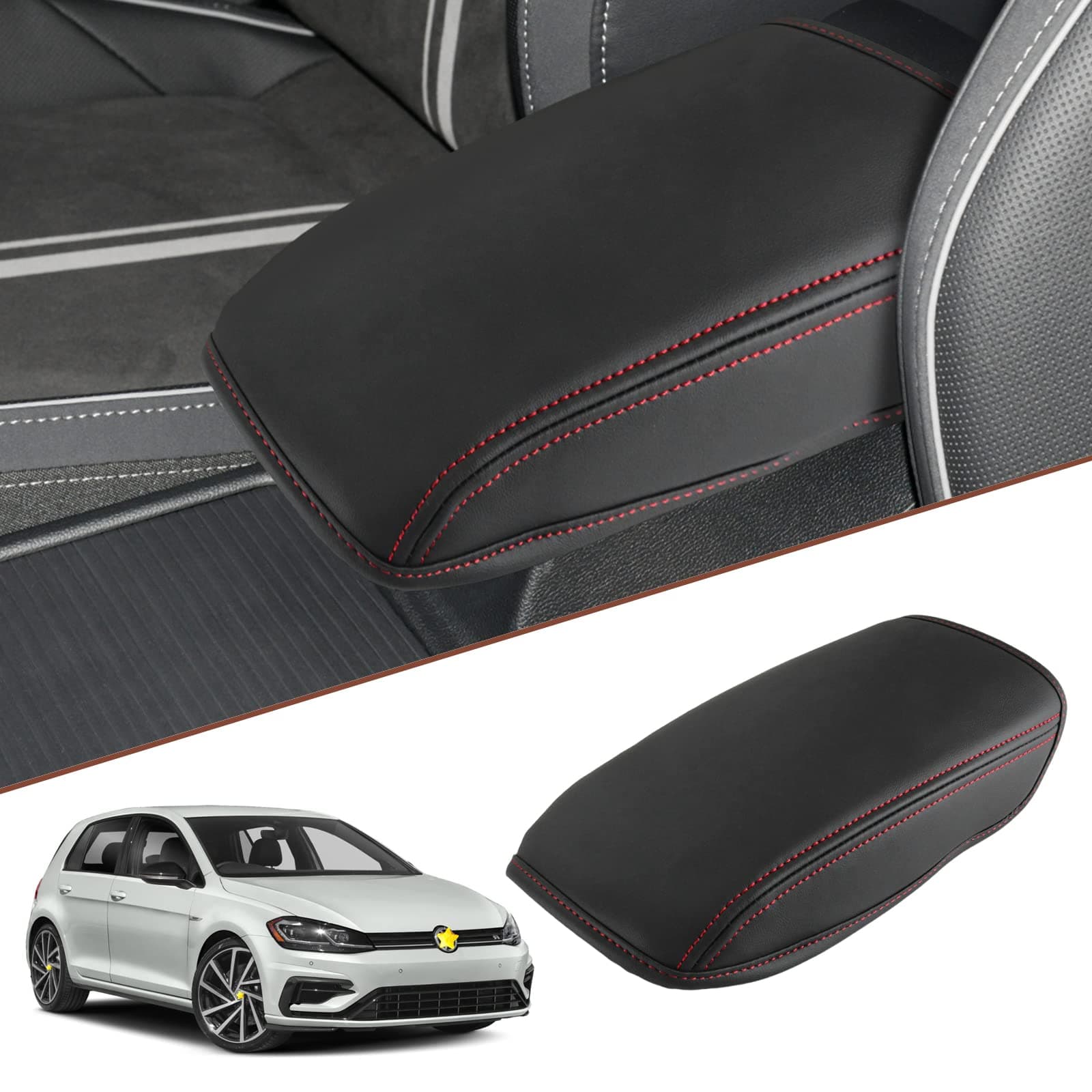 SKTU for 2013-2019 Volkswagen VW Golf 7 MK7 MK7.5 Central Console Armrest Rest Pad 2019 Golf 7 MK7 MK7.5 Center Console Seat Box Cover Protector Automotive Car Center Console Soft Cushion