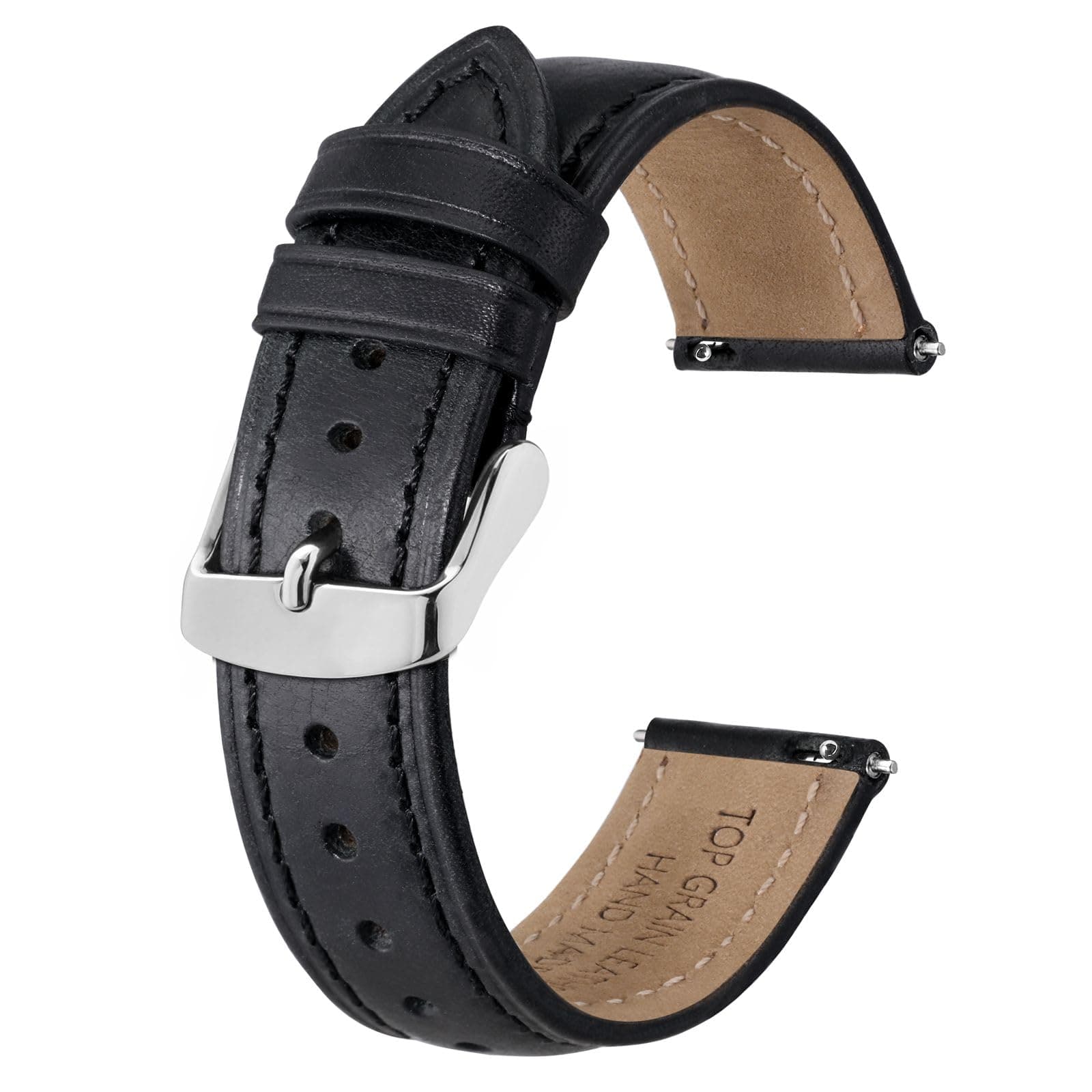 – Retro Leather Watch Straps for Men, Oil Waxed Calfskin Replacement Band, Quick Release, Band Width 18mm 19mm 20mm 22mm