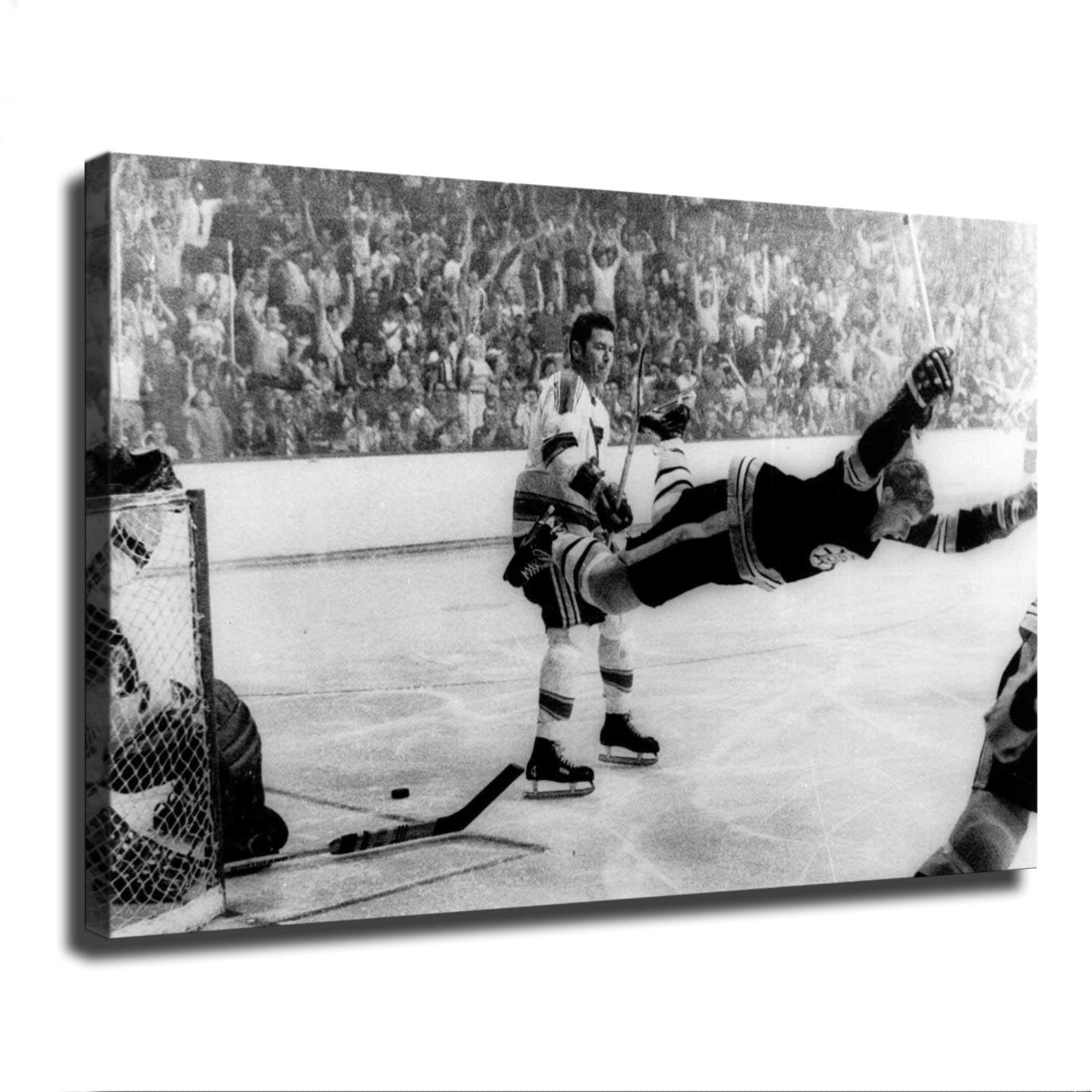 Bobby Orr The Flying Goal Art Hockey Greats Canvas Art Poster and Wall Art Picture Print Modern Family Bedroom Decor Posters (Unframed,08×12inch)