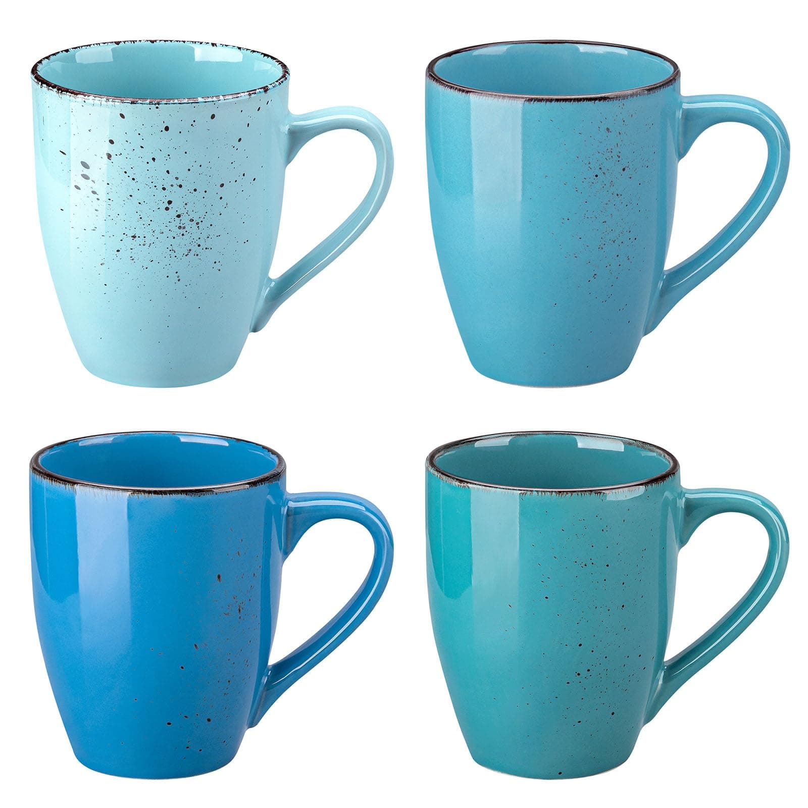 Navia Oceano Set of 4 Ceramic Coffee and Tea Mugs, Multi-Colour, Ideal for Coffee/Tea/Hot Chocolate/Water/Beverage (350ml)