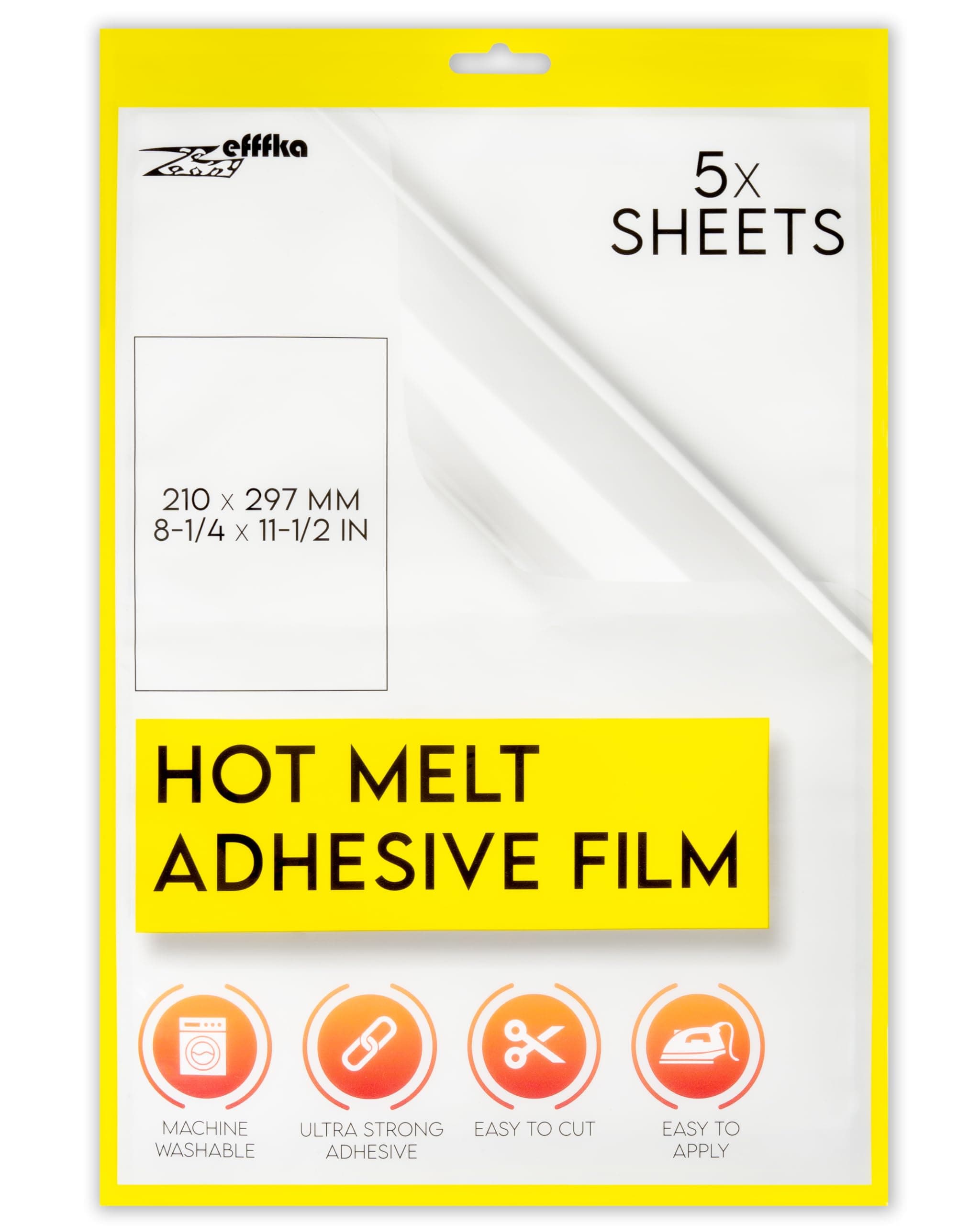 ZEFFFKA Hot Melt Adhesive Film Fabric Repair Iron-On Patch Hemming Decorating Clothing Fix Crafts Labeling Durable Washable Easy Application for Textiles Five Large Sheets for Multiple Uses