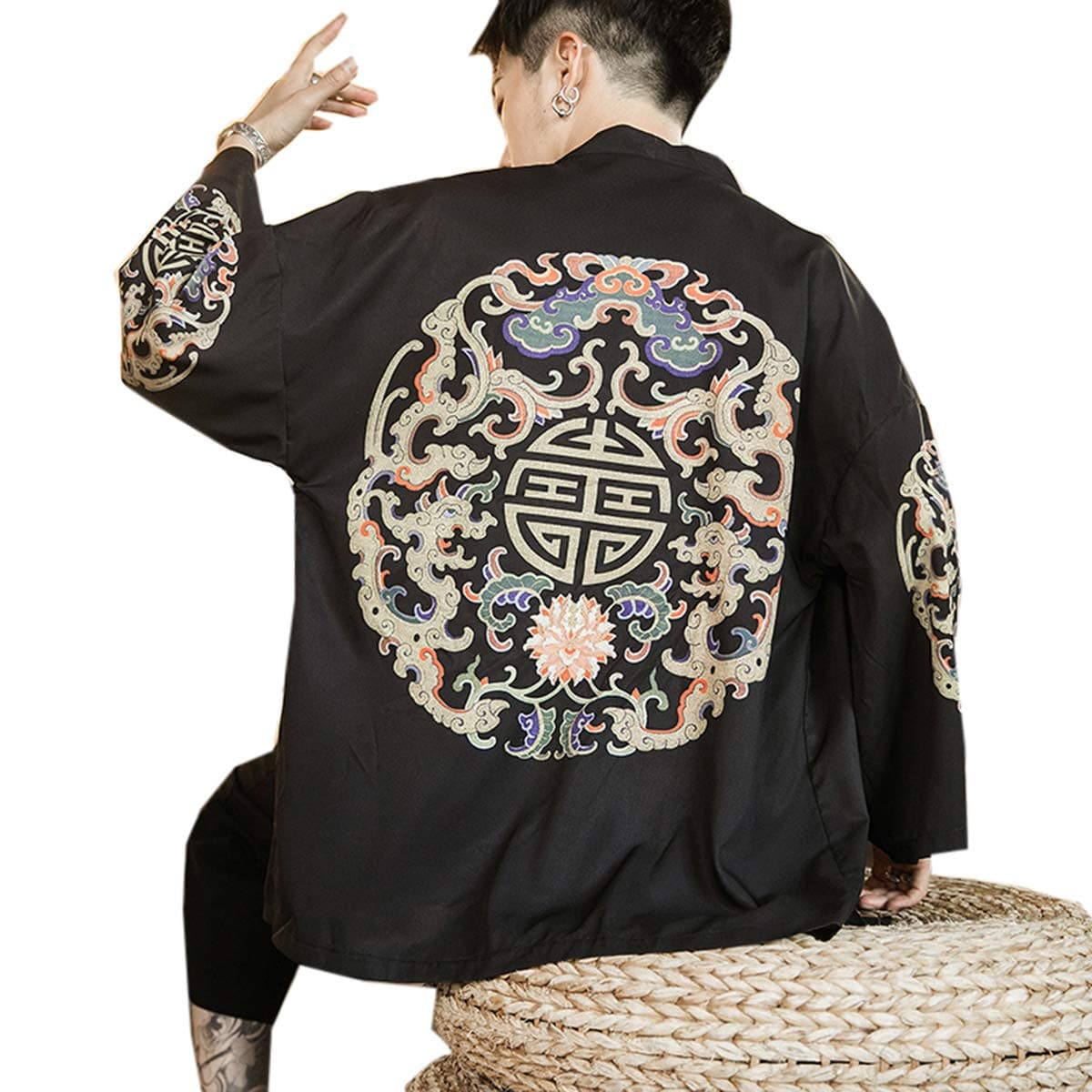 SeidariseMen's Haori Jacket Kimono Cardigan Yukata Noragi Happi Coat