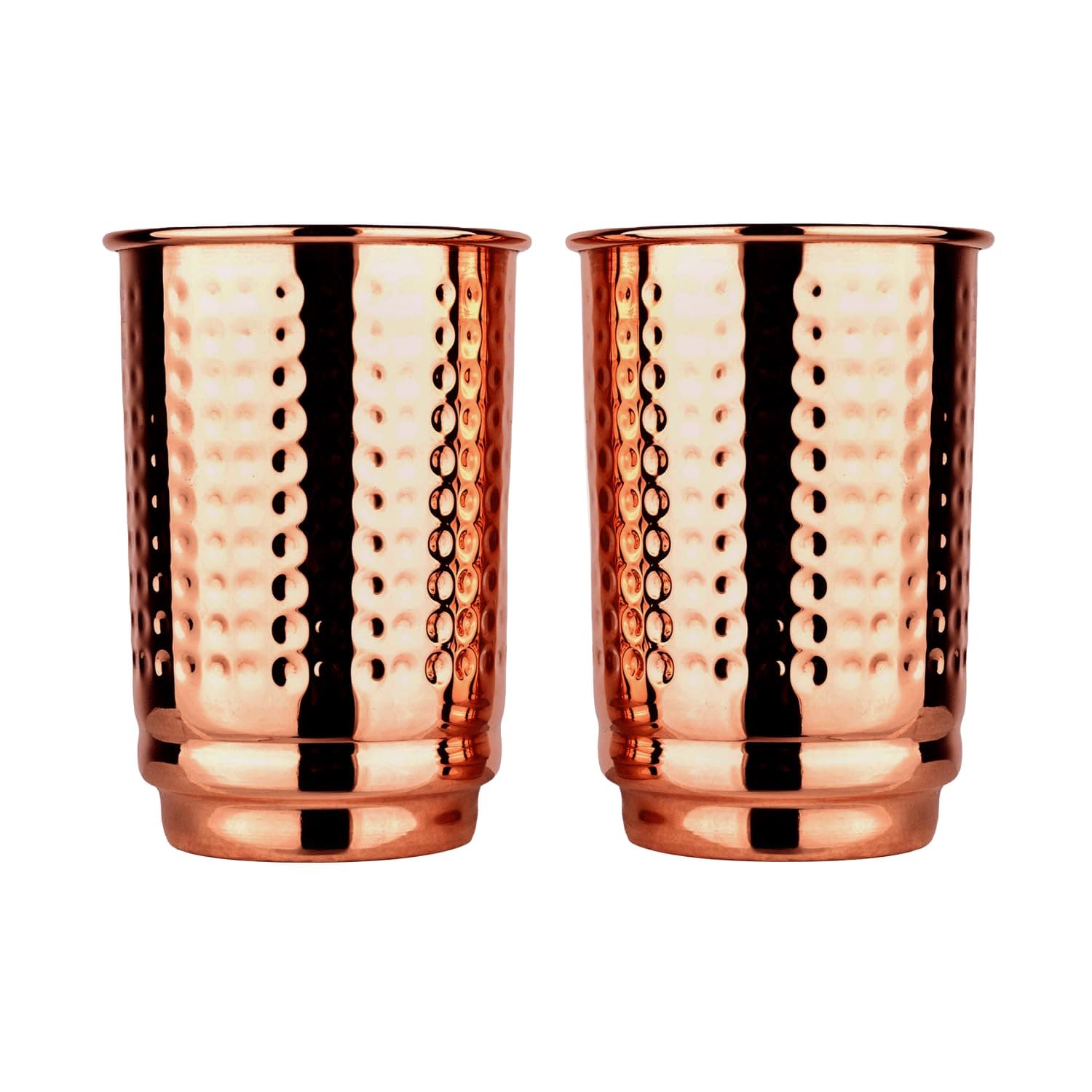 HealthGoodsIn Pure Copper Cups Set of 2 - Hammered Copper Tumblers and Copper Cups for water 11.8 oz (350 mL), Ayurvedic Copper Cups for Daily Use