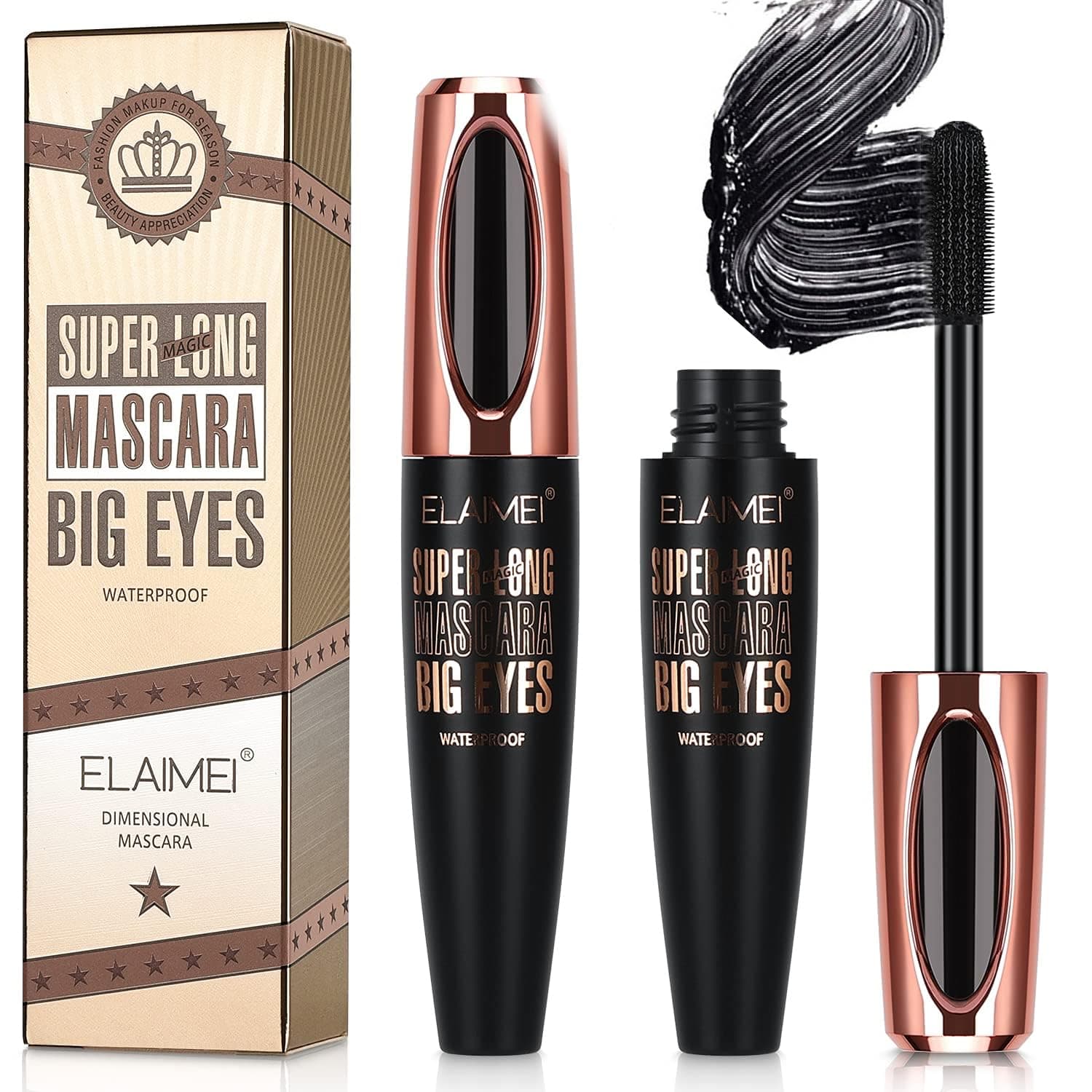 SKINOSM 4D Silk Fiber Lash Mascara Waterproof, Luxuriously Longer 4D Mascara, Waterproof Mascara, Adds Length, Depth & Glamour Effortlessly Long-Lasting
