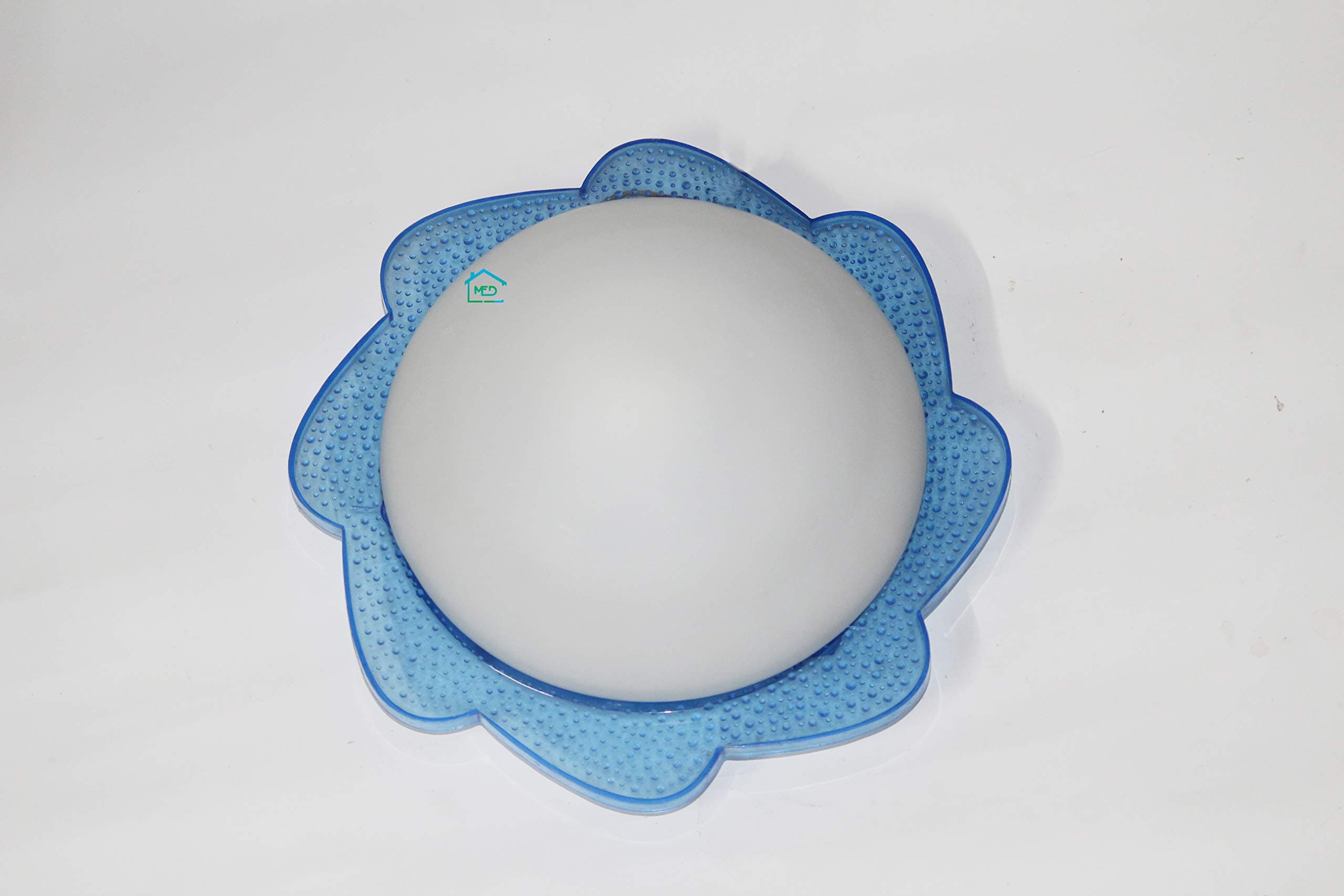 MFD HOME FURNISHING Exported Flush Mount Cut Rounded Shape Ancient Style Glass Ceiling Lights with Ceiling Light Hanging to Decor(Blue)(Bulb Not Included)