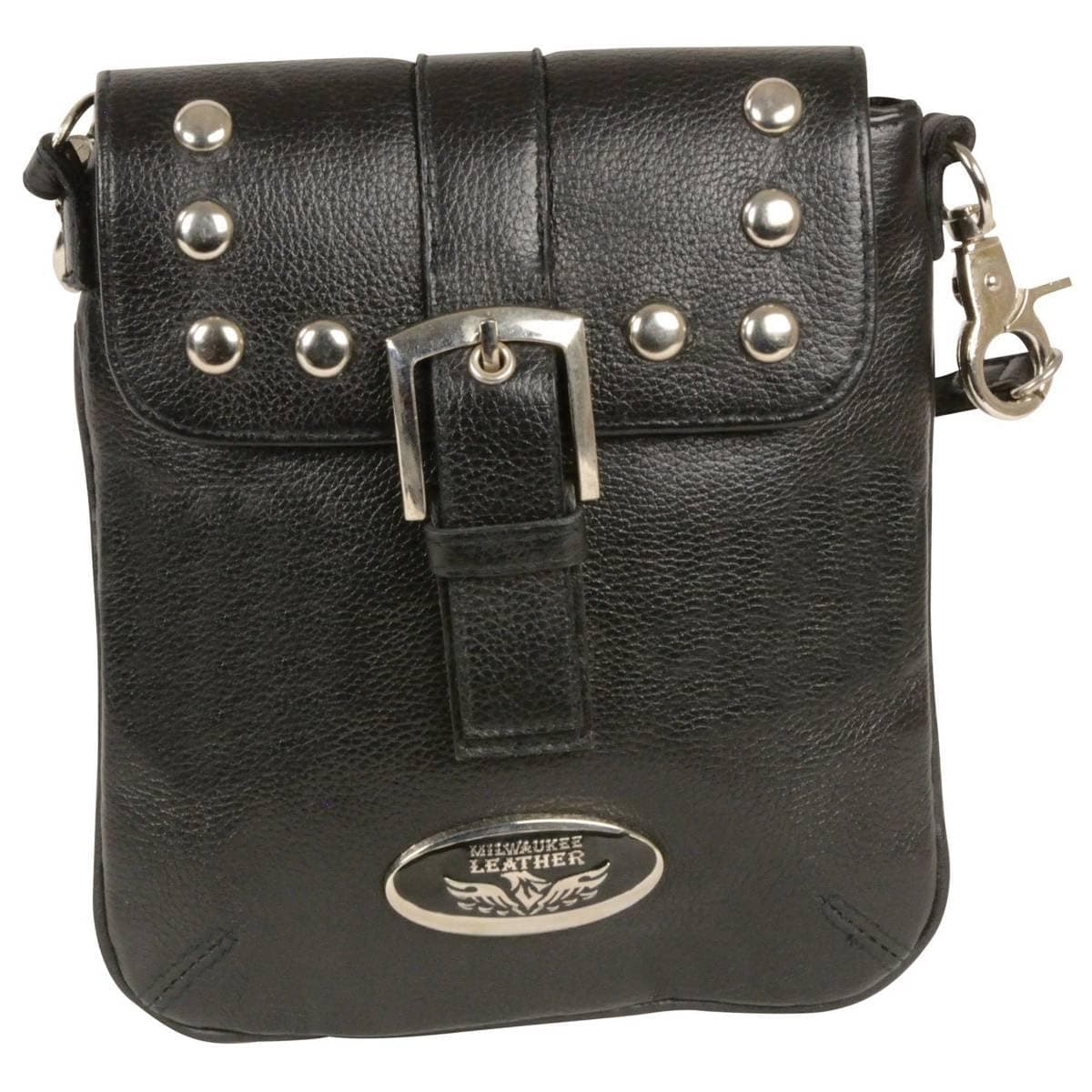 MP8805 Women's Black Small Leather Studded Shoulder Bag