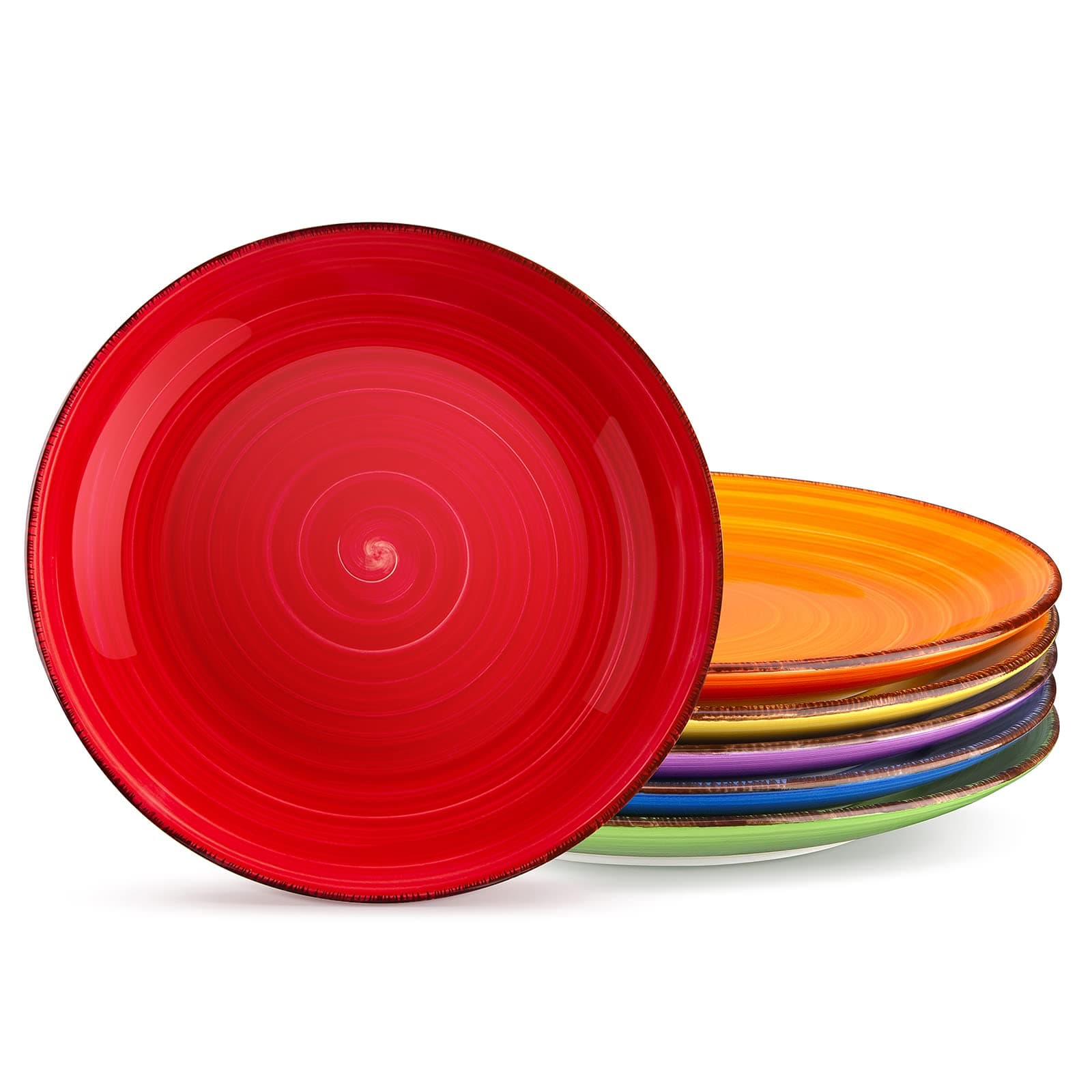 Bonita Dinner Plates, 10.5 Inch Ceramic Plates, Microwave, Oven and Dishwasher Safe Plates Set of 6 - Assorted Colors