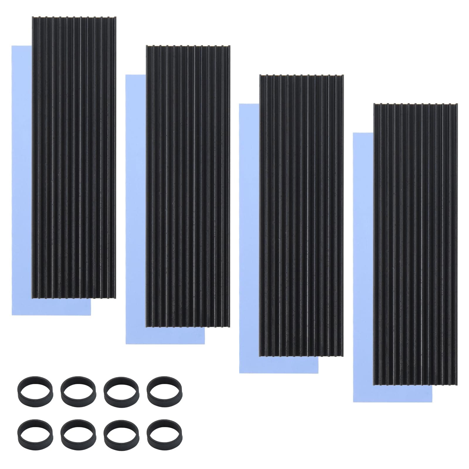 M.2 SSD Heatsink 4PCS 2280 SSD Heat Sink with NVMe SSD Thermal Pad NVMe Heat Sink with 8 Black Rubber Straps for PC/PS5 M.2 PCIE NVMe SSD or M.2 SATA SSD