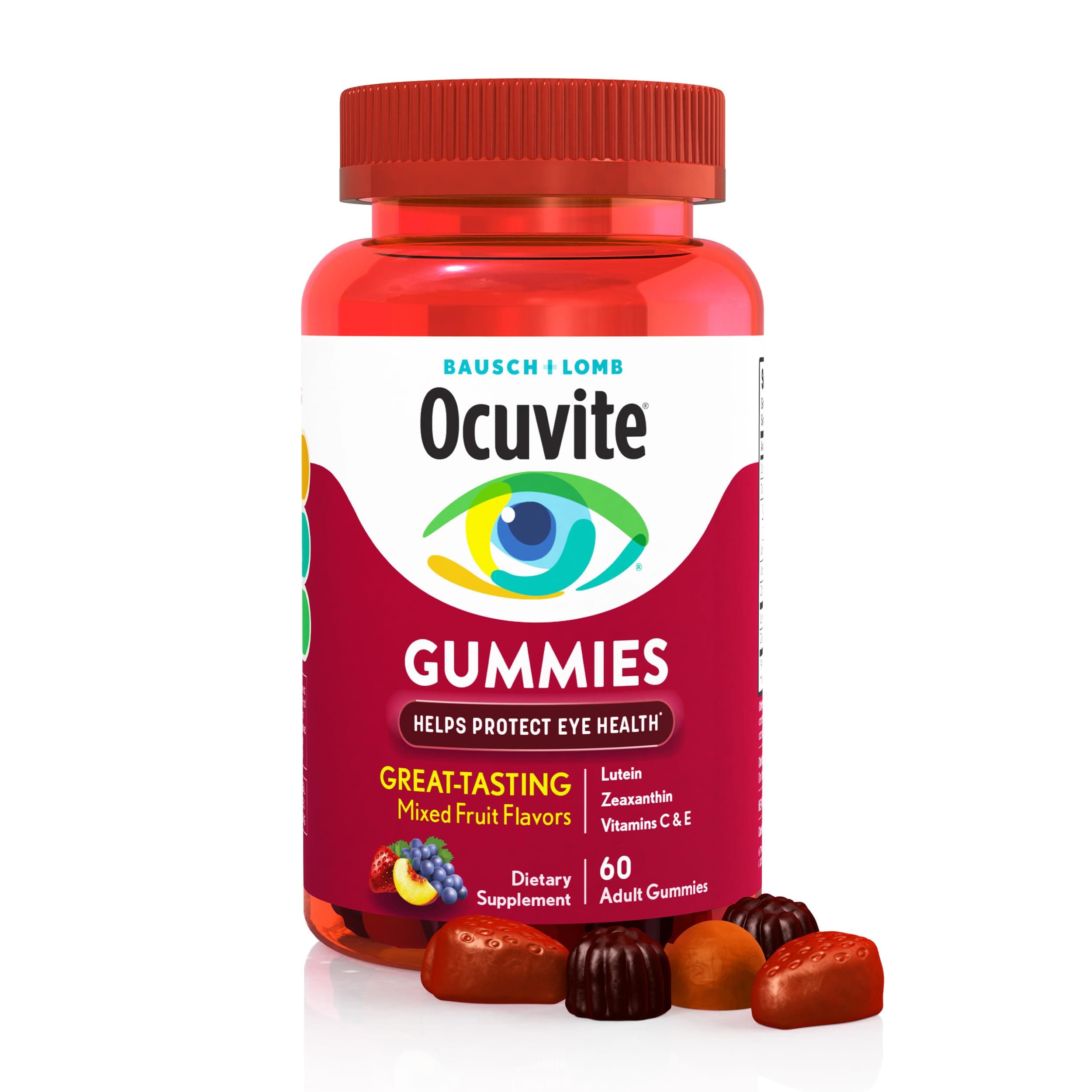 Eye Vitamin & Mineral Supplement, Gummy Multivitamin for Eyes, Zinc, Vitamin C & E, Lutein & Zeaxanthin Supplements for Vision Support for Adults, 60 Gummies
