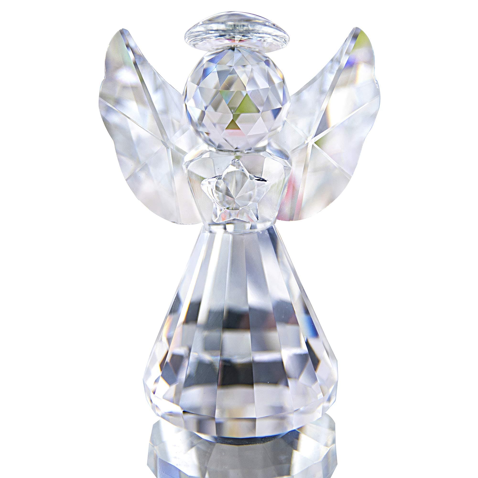 Crystal Angel Figurine Christmas Decor Glass Ornaments Art Collecible Gifts(Clear)