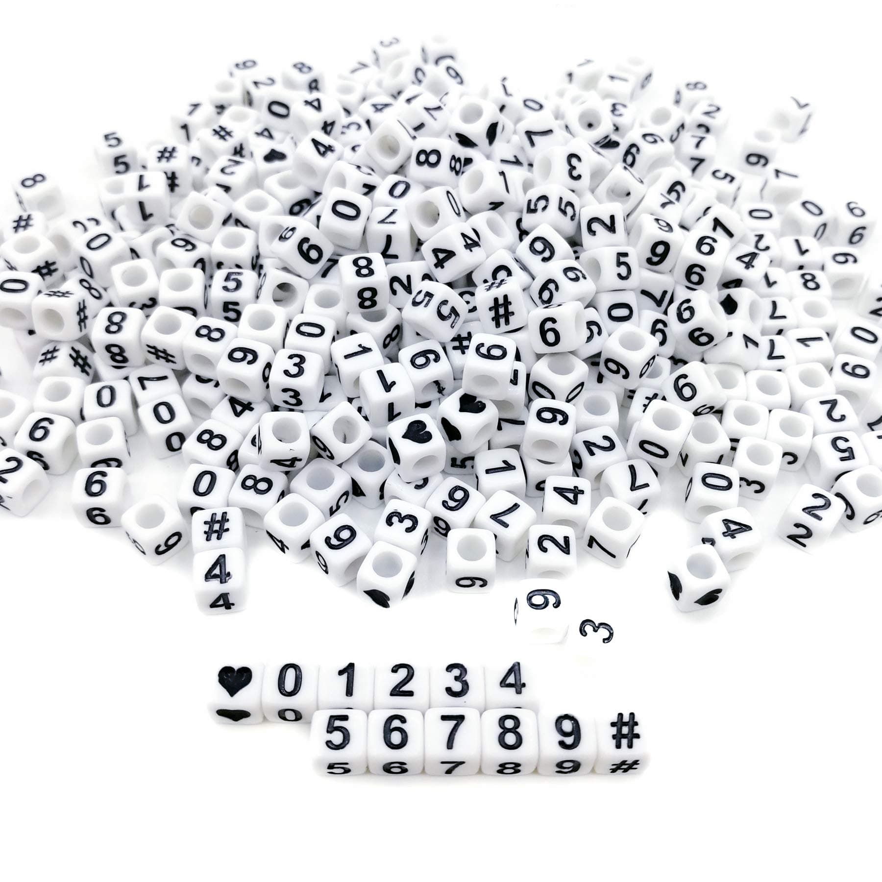 (Number beads) - Amaney 400pcs White Acrylic Number Beads 6x6mm Mixed Number Letter Beads Acrylic Plastic Cube Shape Loose Beads