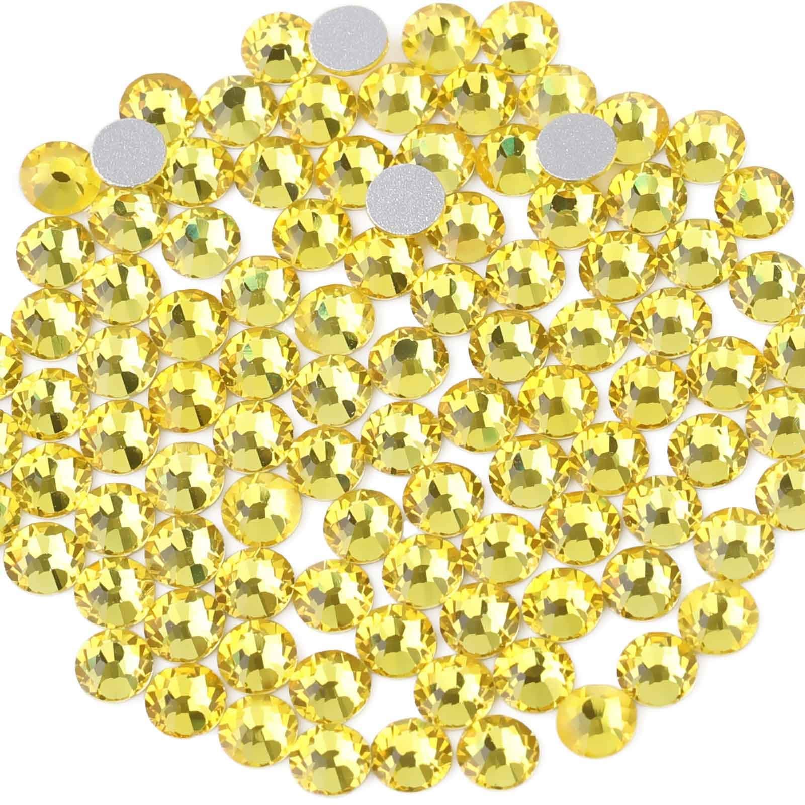 Beadsland 1440 pieces flat back rhinestones, nail crystals rhinestones for nails, lemon yellow, SS6 (1.9-2.0 mm)