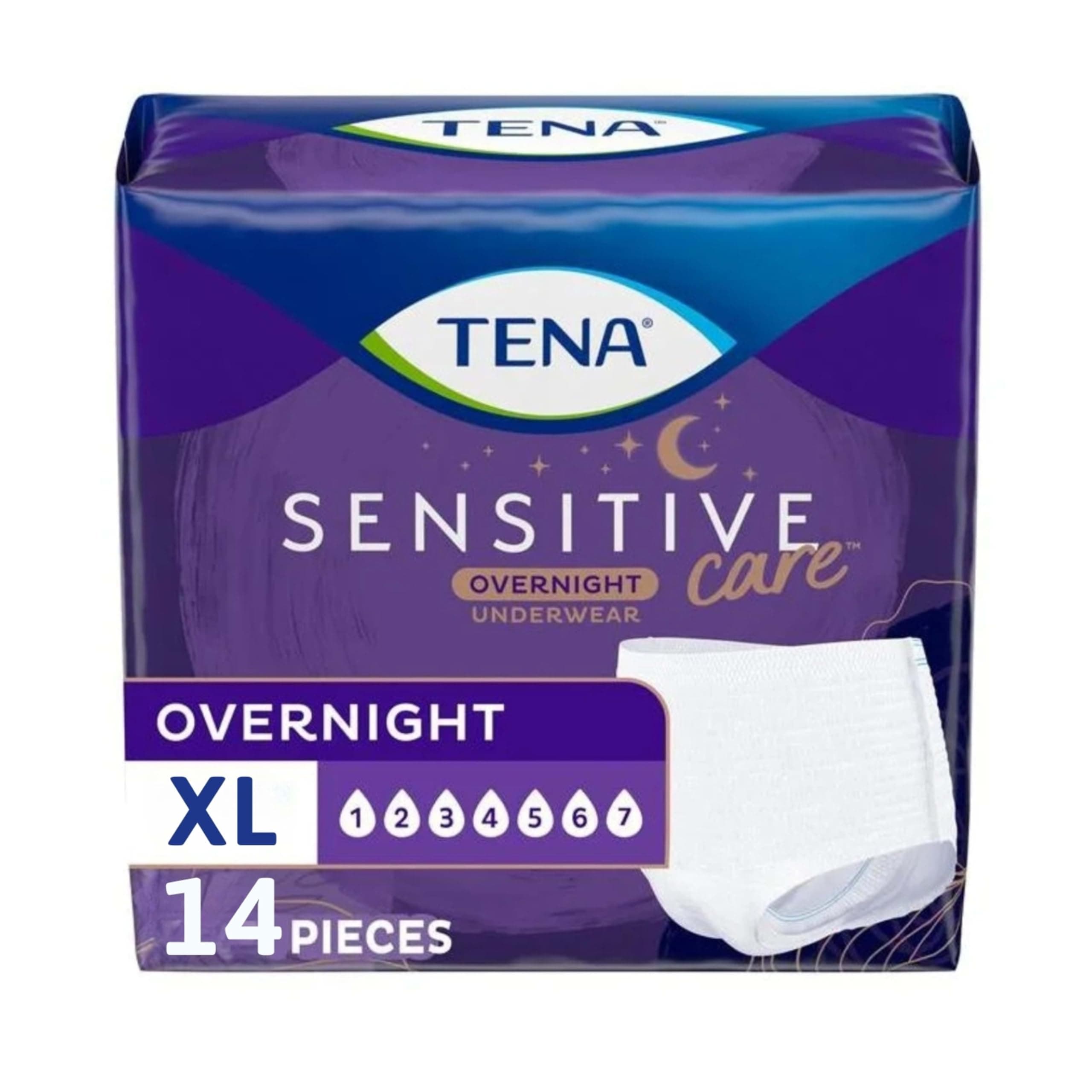 TENA Sensitive Care Overnight Incontinence Underwear for Women, X-Large, 14 Count (New Sizing)