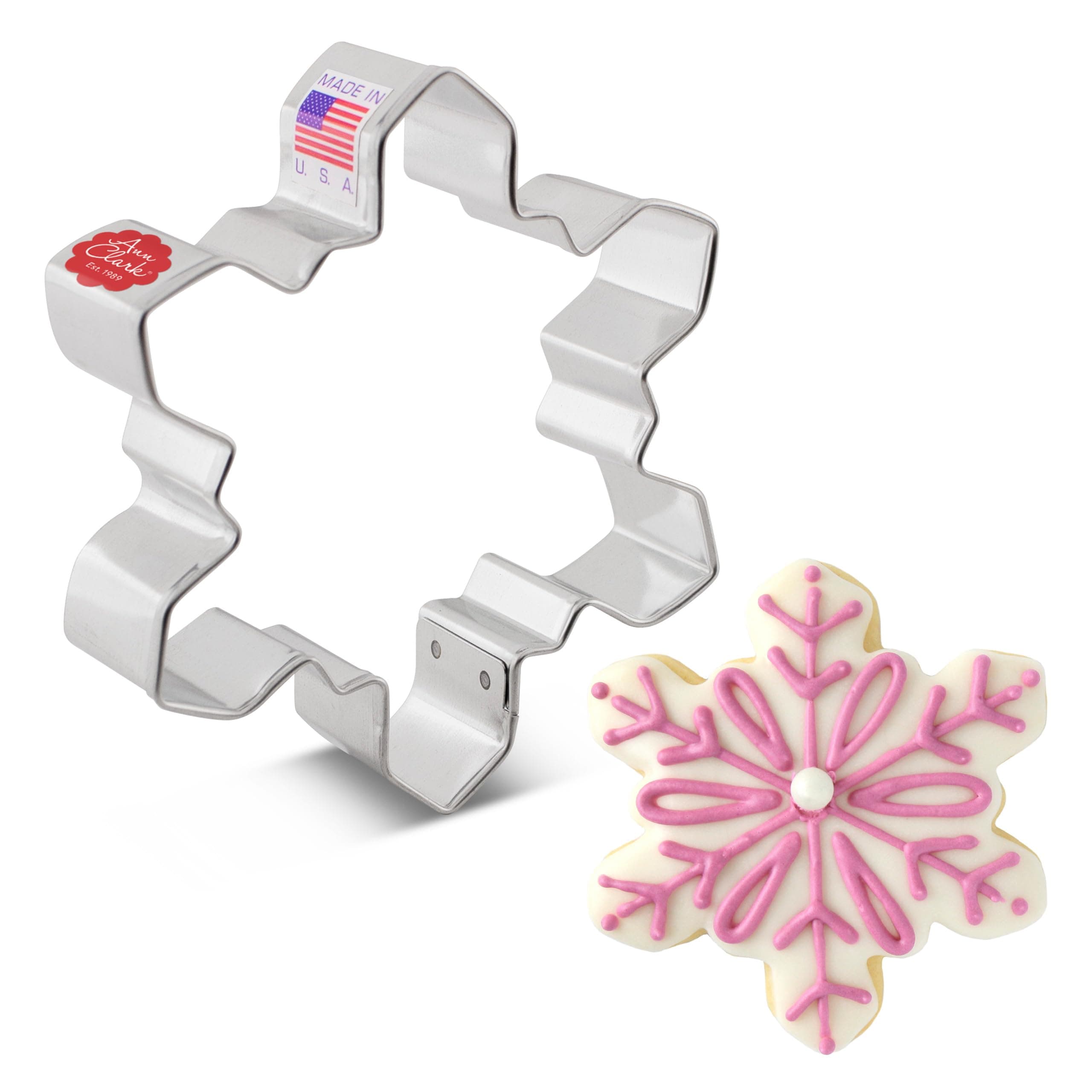Ann Clark Geometric Snowflake Cookie Cutter, 4" Made in USA