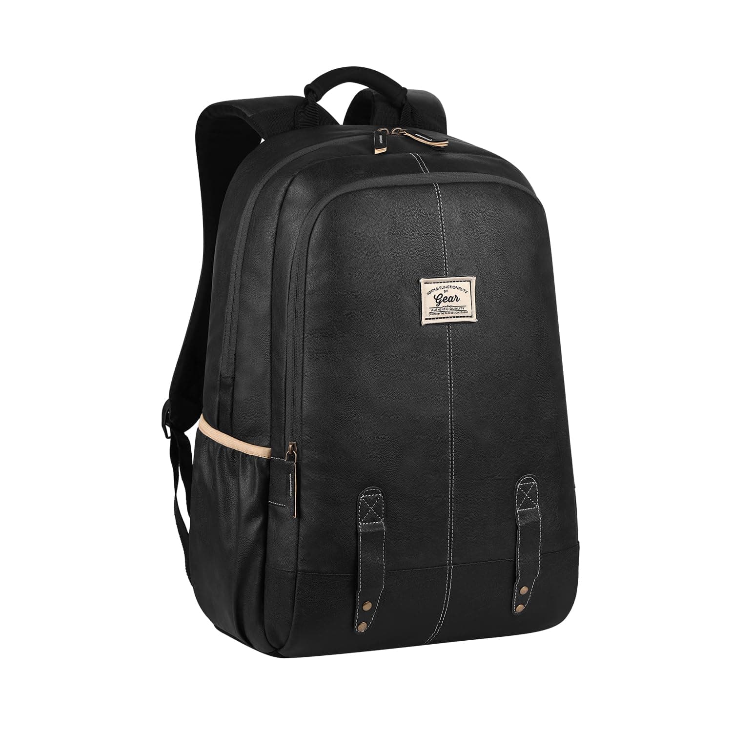 Classic Anti Theft Faux Leather 14 cms Black Laptop Backpack (LBPCLSLTH0101)
