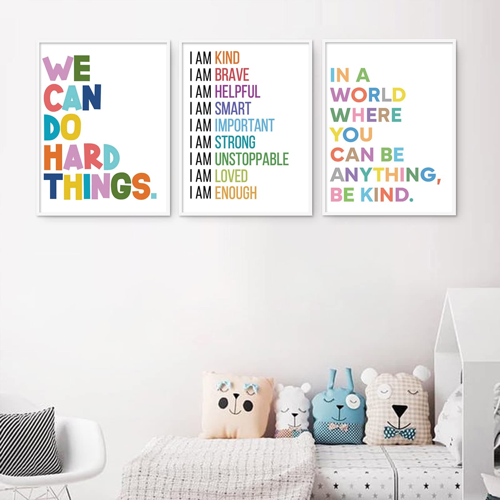 Colorful Inspirational Quotes Wall Art Nursery Canvas Wall Decor Inspirational Art Prints Motivational Posters for Classroom Girls Kids Playroom Decor 12x16 Inch Unframed