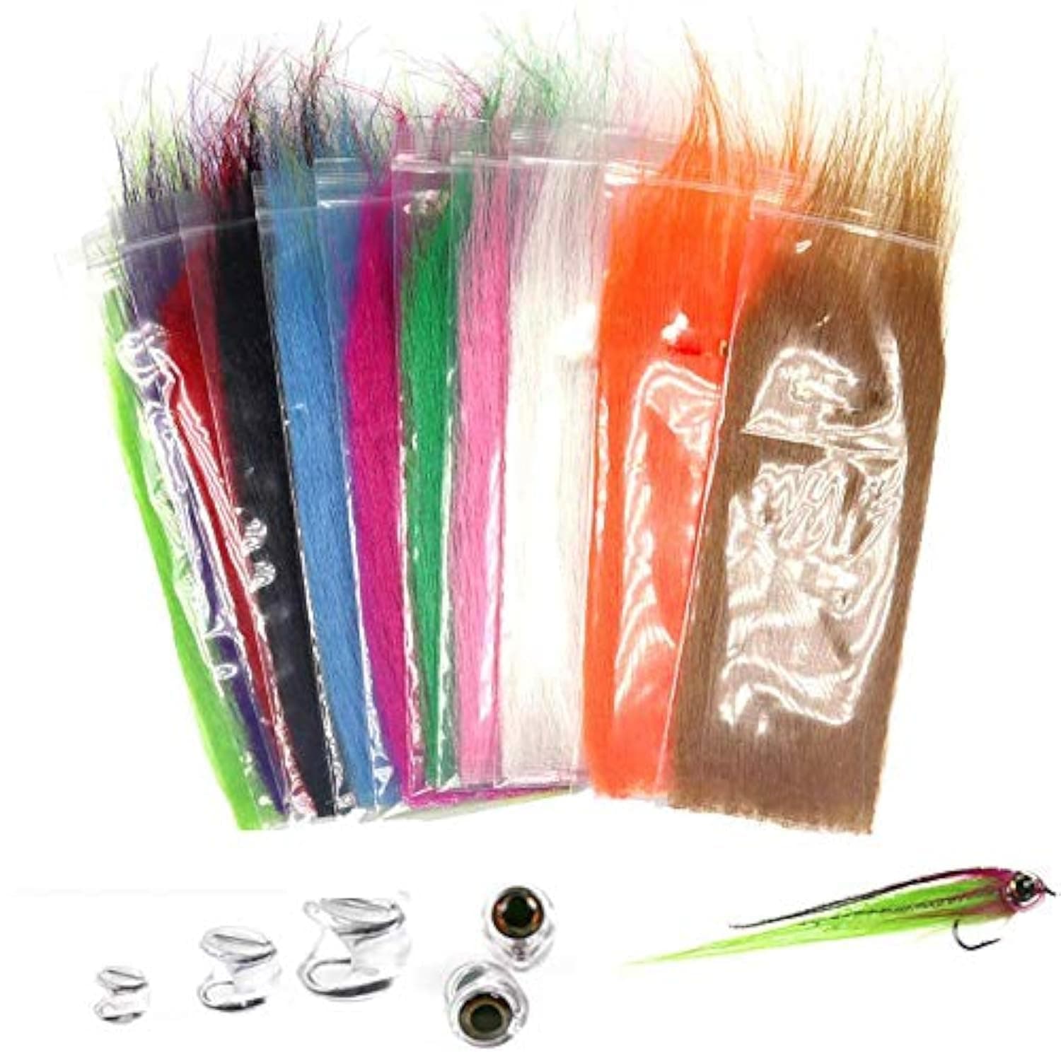 Greatfishing 13packs Mix Color Long Fiber Fly Tying Materials Streamer Fly Tying Material