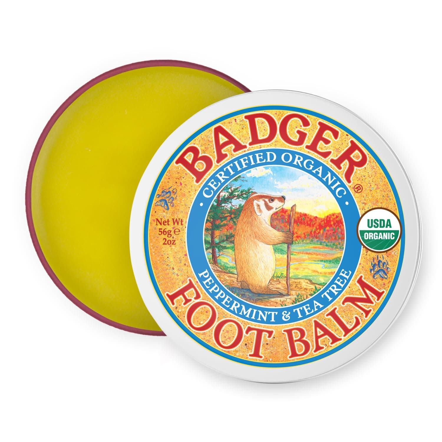 Foot Balm, 100% Organic Foot Cream for Dry Cracked Heels and Feet, Fast Acting Foot Care for Women & Men, All-Natural Cracked Heel Treatment, 2 oz Tin