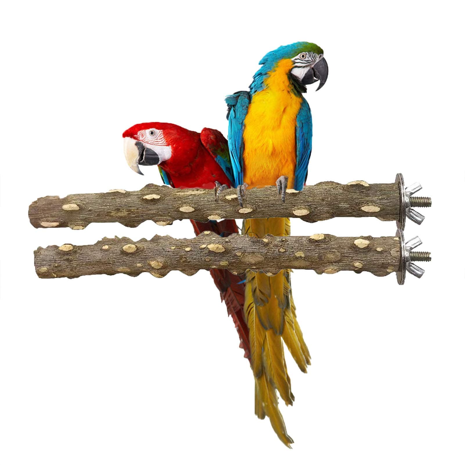 Bird Cage Perch, Natural Prickly Wood Parrot Perch Paw Grinding Stick for Parakeets Cockatiel Canary Stand Set of 2