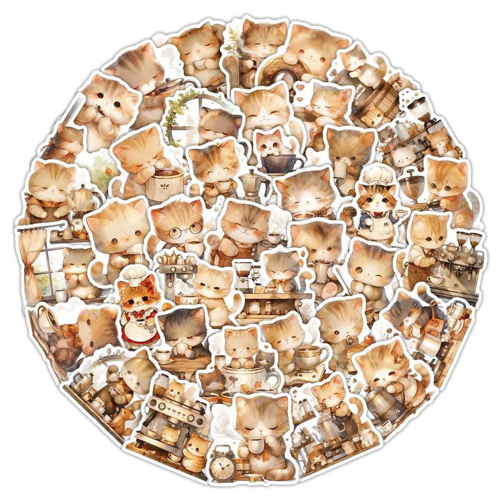 102pcs Cats Merch Stickers Pack for Water Bottles，Funny Cats Decals for Teens，Vinyl Waterproof Sticker for Laptop，Phone，Hard Hat，Skateboard，Scrapbooking，Gifts for Kids/Adults