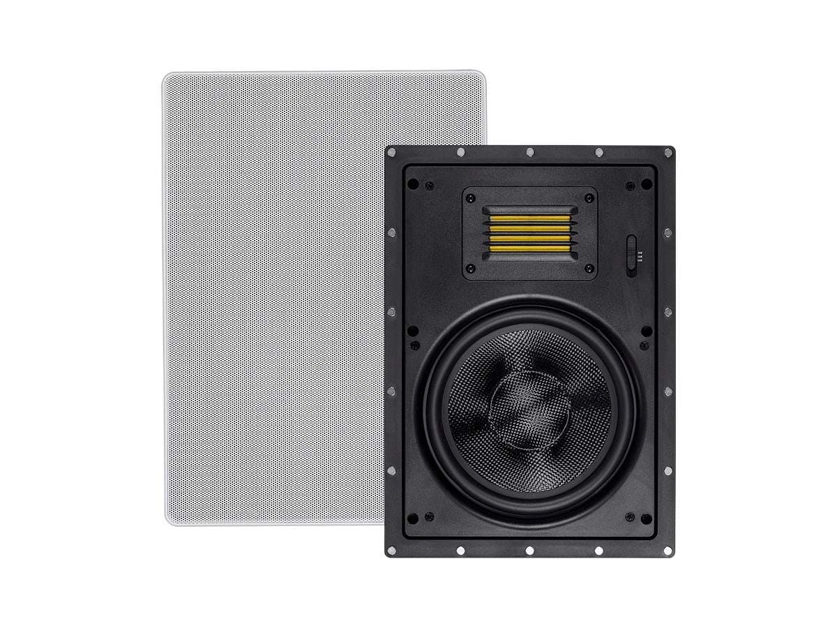 Monoprice 2-Way Carbon Fiber in-Wall Speakers - 8 Inch (Pair) with Magnetic Grille and Ribbon Tweeter - Amber Series