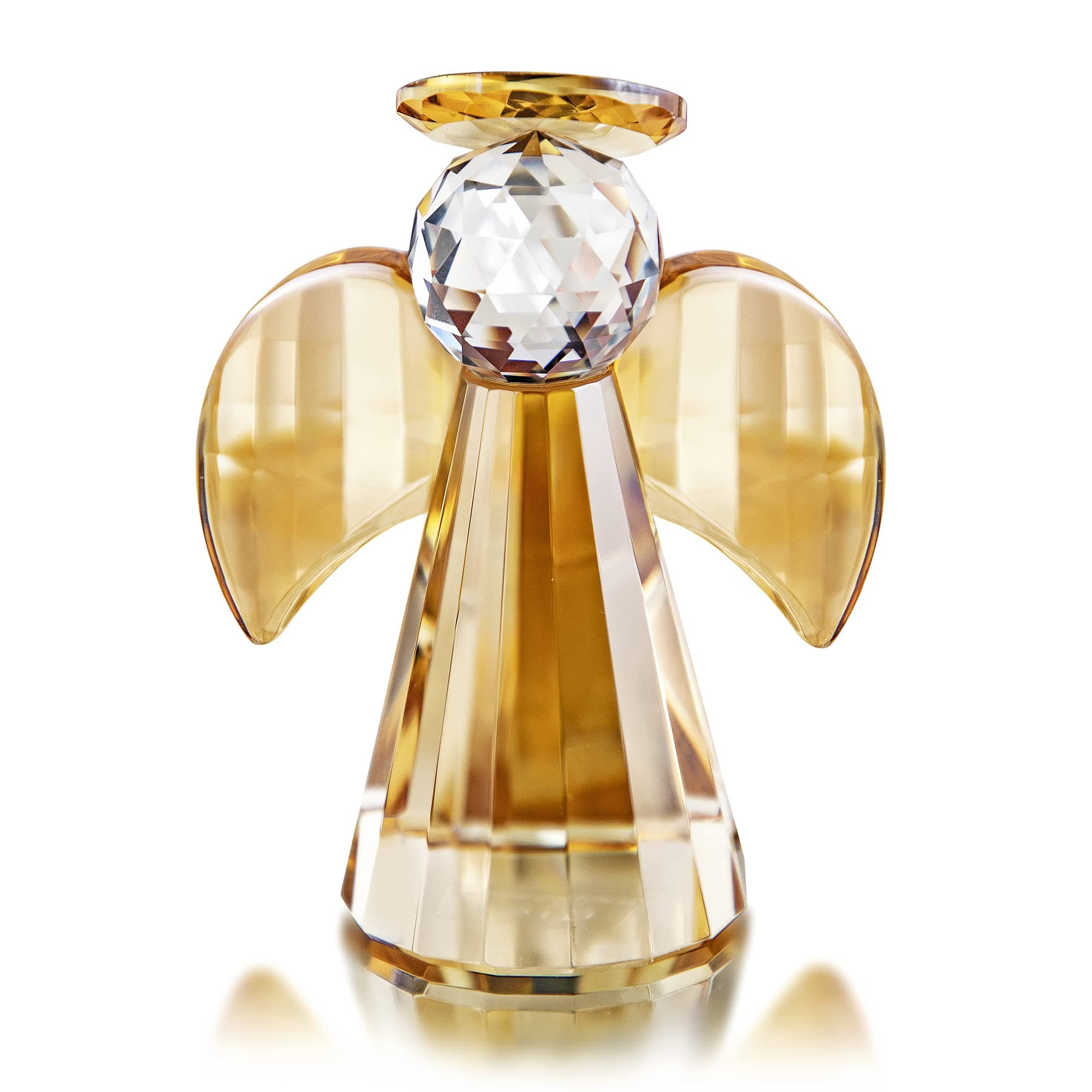 QFkris Champagne Crystal Guardian Angel Figurines Collectibles, 3.3" Healing Crystal Glass Figurine Christmas Decor - Bless Yourselves and Your Loved Ones