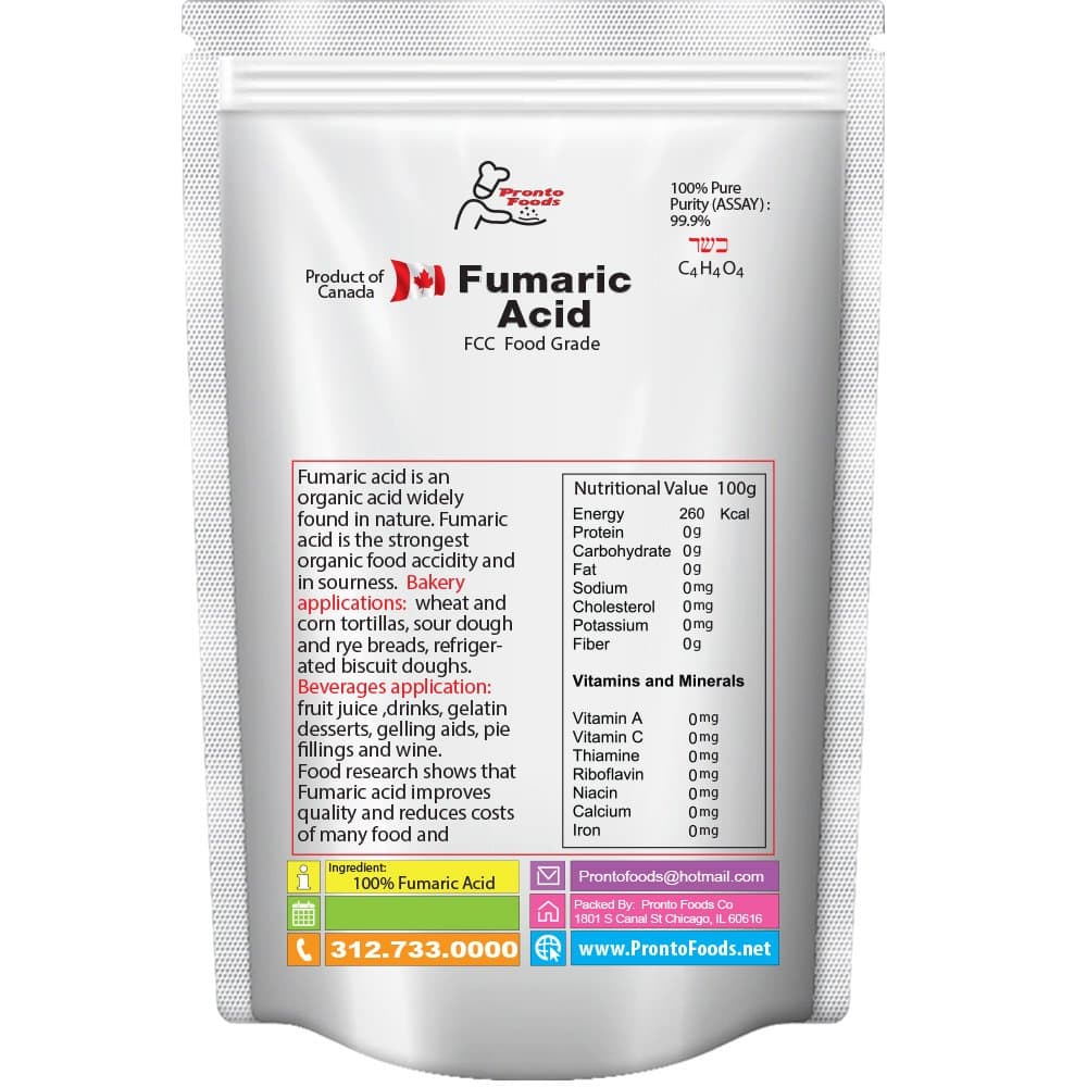 Fumaric Acid, Acidulant, Product of Canada - Free Shipping, 250g