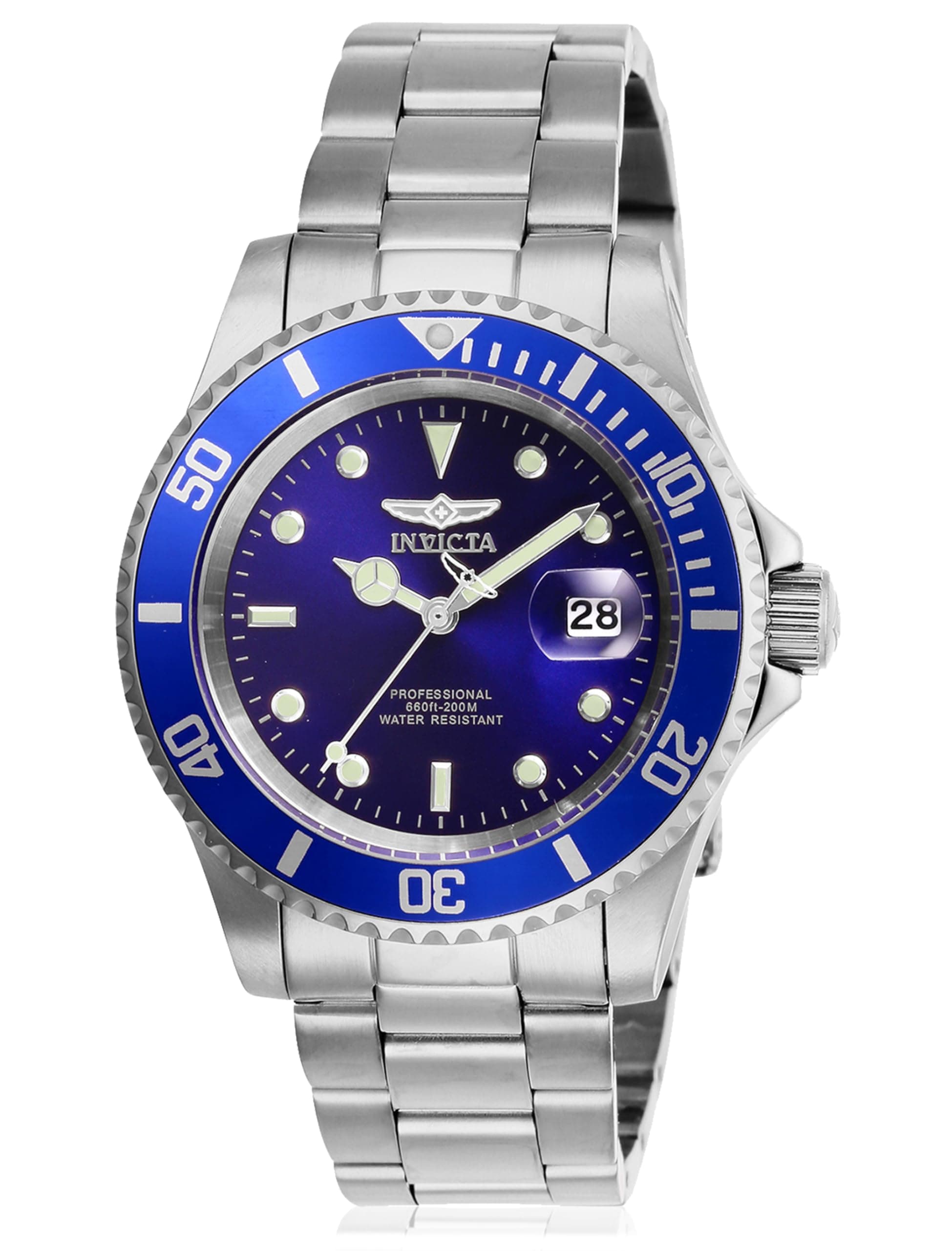 Stainless Steel Pro Diver Analog Blue Dial Unisex Watch-26971, Silver Band
