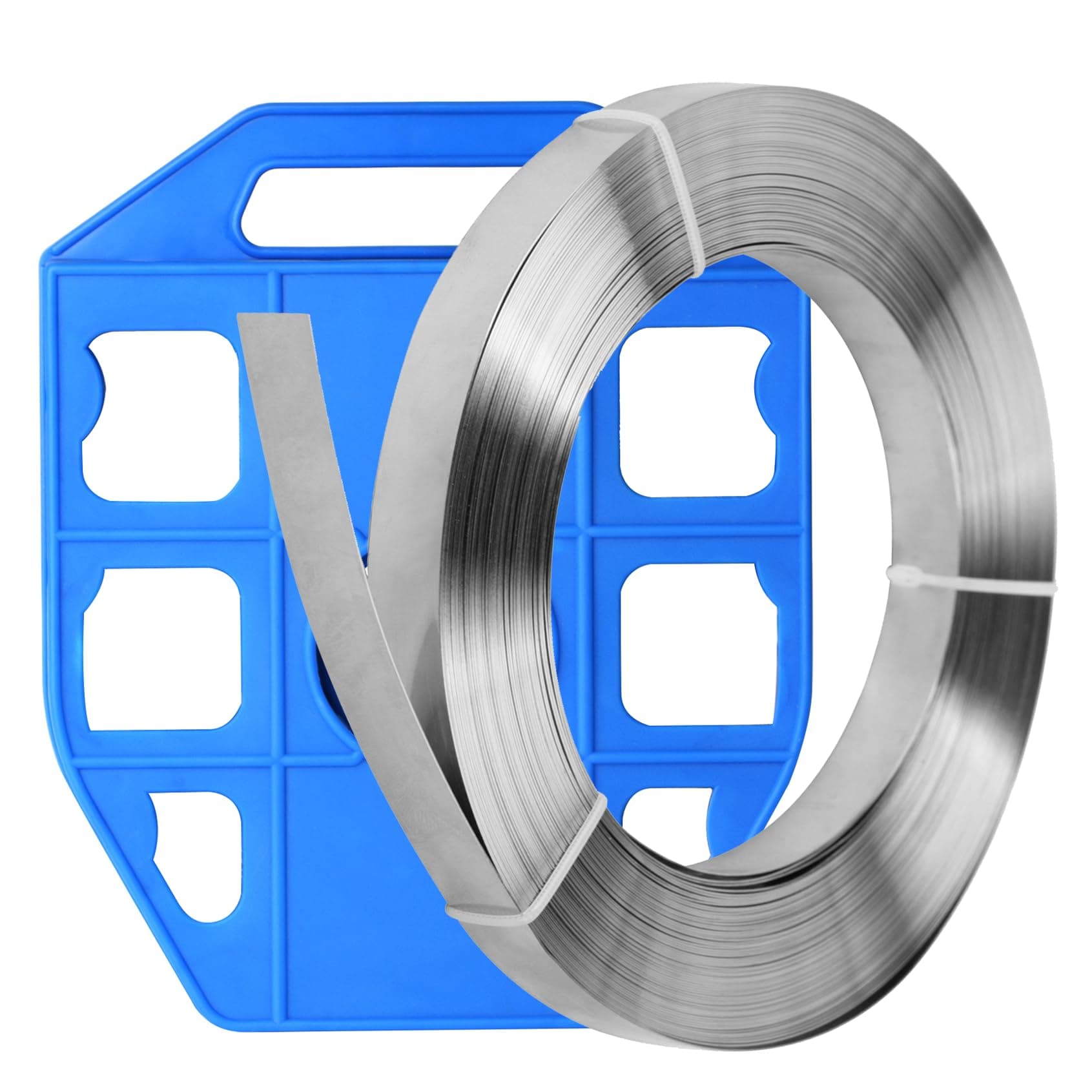 304 Stainless Steel Strapping Band Coil - 1/2" x 95' Roll, Packing Tensioner Strap in Plastic Case, 1/64" Thick