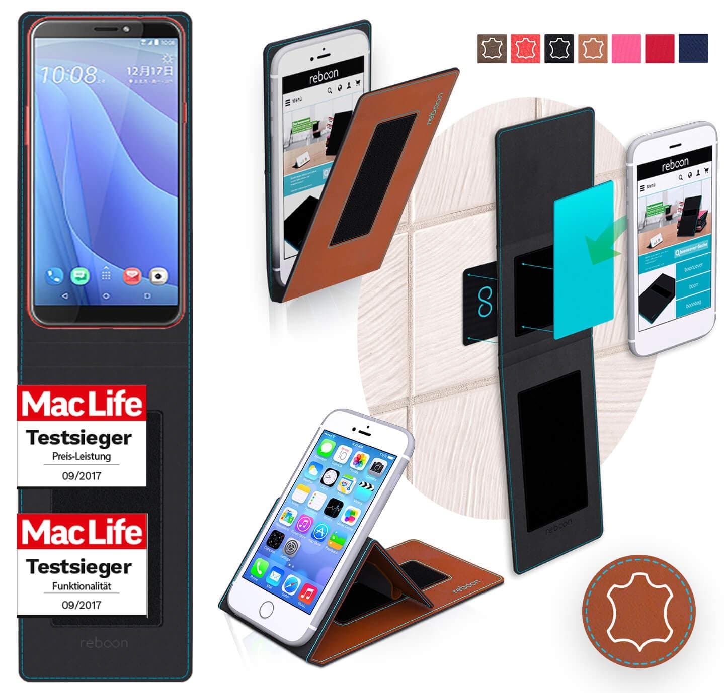 Cover for HTC Desire 526G Plus Case | in Brown Leather | Multifunctional Cover Bumper