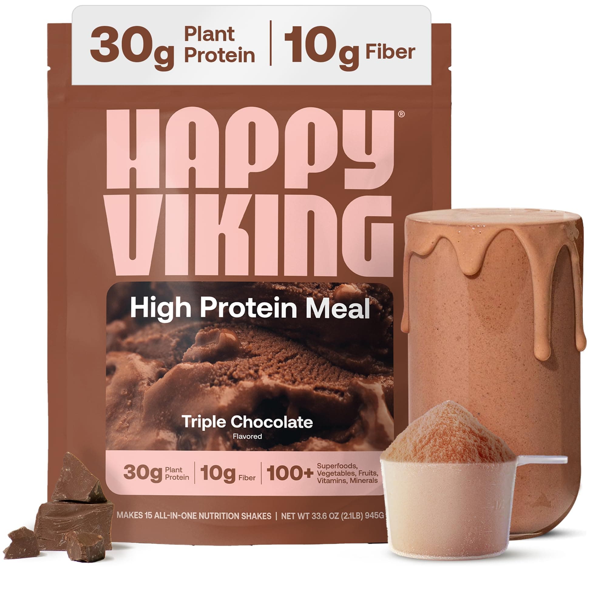 - Plant-Based Protein Powder +100 Superfoods Chocolate Meal Replacement Shake, Created by Venus Williams, 30g Plant Protein, 10g Fiber, Vegan, Gluten-Free, Non-GMO, 15 Meals