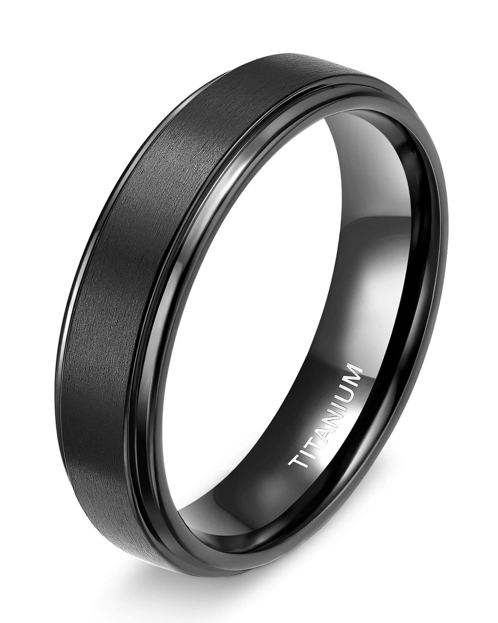 TIGRADE 4mm 6mm 8mm 10mm Titanium Rings Black/Silver/Gold Wedding Band Matte Comfort Fit for Men Women Size 3-15