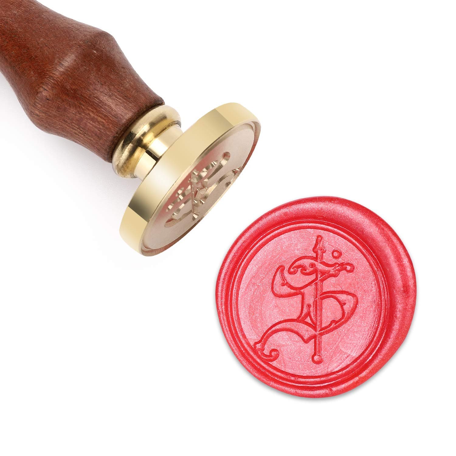Mceal Wax Seal Stamp, Brass Seal with Wooden Handle, Victorian Letter S