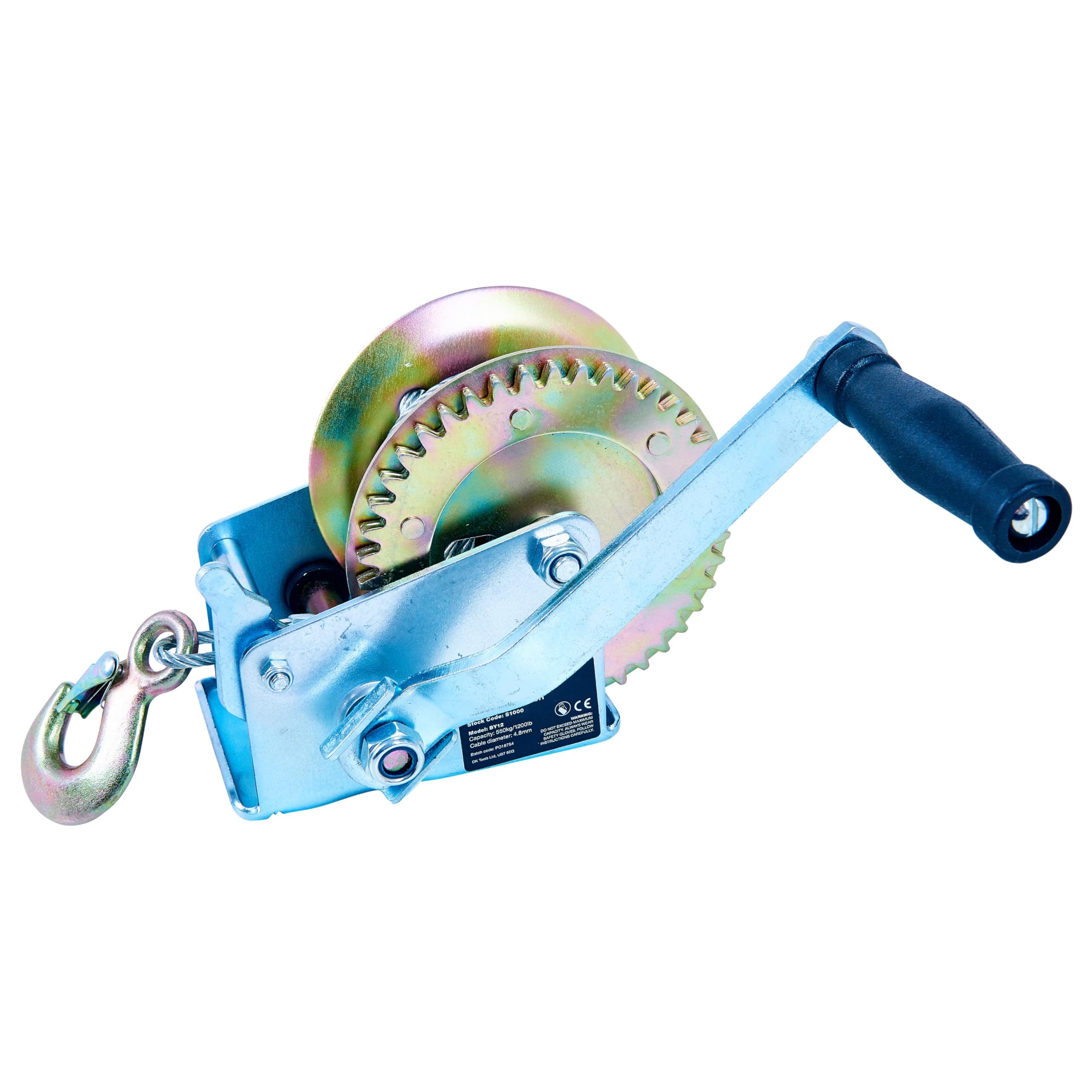 Hand Winch, Heavy Duty Boat and Trailer Winch Pulley with 5 Mounting Slots for Easy Installation, Smooth Ratchet-Action and a Sure-Grip, Reliable Locking Mechanism, Maximum 550kg Capacity