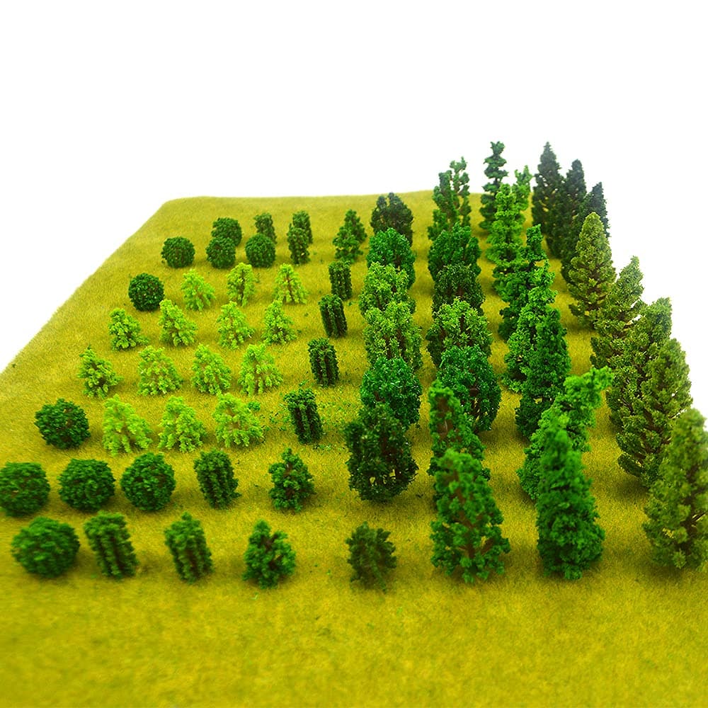 MOMOONNON 70pcs Mini Model Trees & Scenery - Mixed Miniature Trees Artificial Wargame & Railroad Scenery Diorama Supplies Landscape
