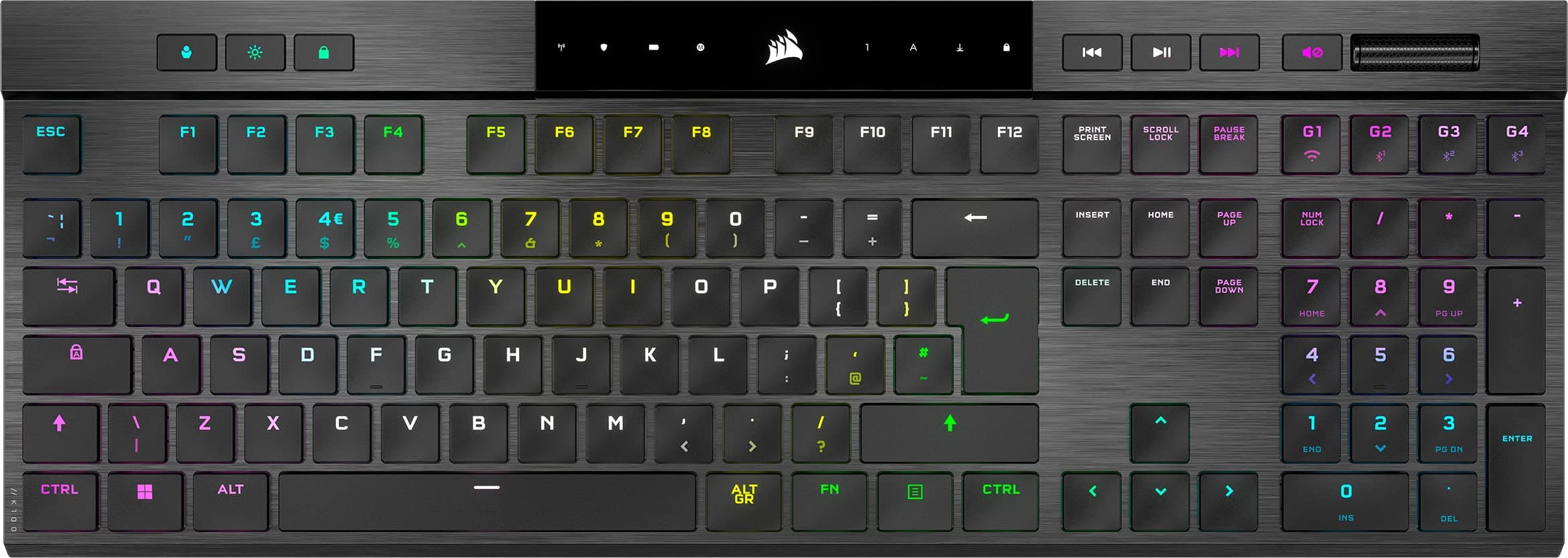 K100 AIR RGB Mechanical Gaming Keyboard - Ultra-Thin, Sub-1ms SLIPSTREAM WIRELESS, Low-Latency Bluetooth, CHERRY MX Ultra Low Profile Keyswitches - UK Layout, QWERTY - Black