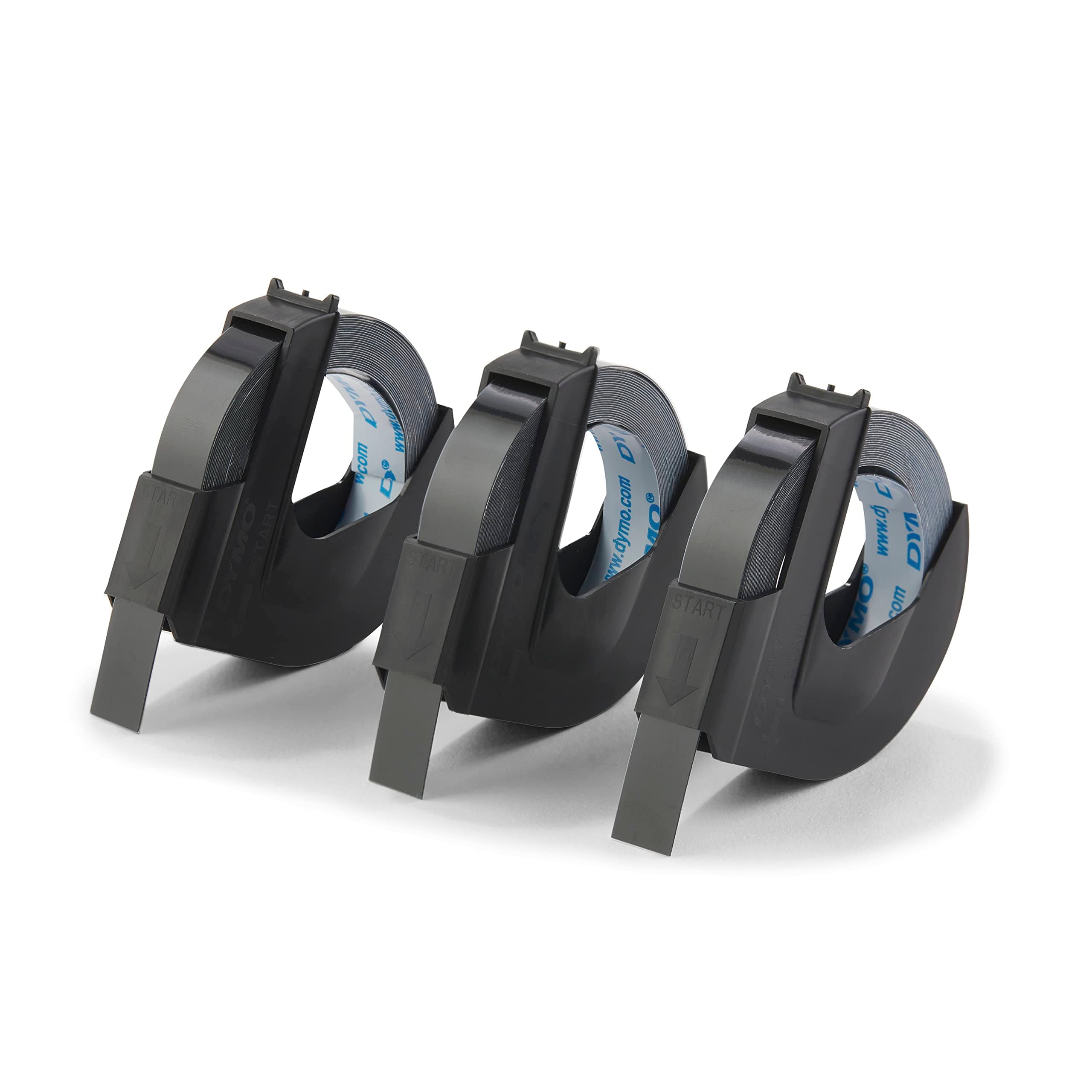 Dymo 3D Plastic Embossing Labels For Embossing Label Makers, White Print On Black, 3/8'' X 9.8', 3-Roll Pack (1741670)