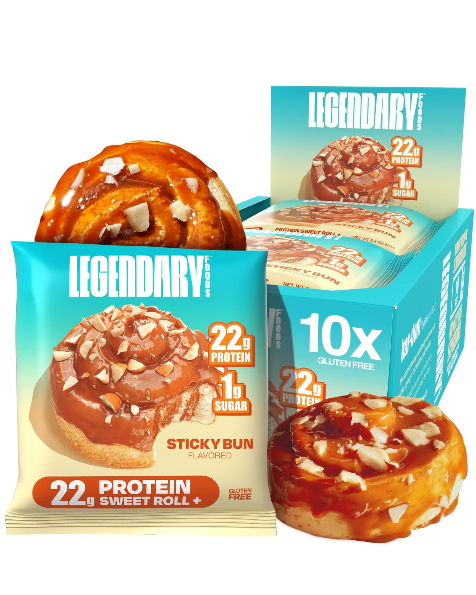 Cinnamon Roll 22g Protein Bars – Gluten-Free, Low Carb Meal Option – Sweet Zero Sugar Snack, Keto-Friendly – 10-Pack High Protein Pre- or Post-Workout Nutrition Bars - Sticky Bun