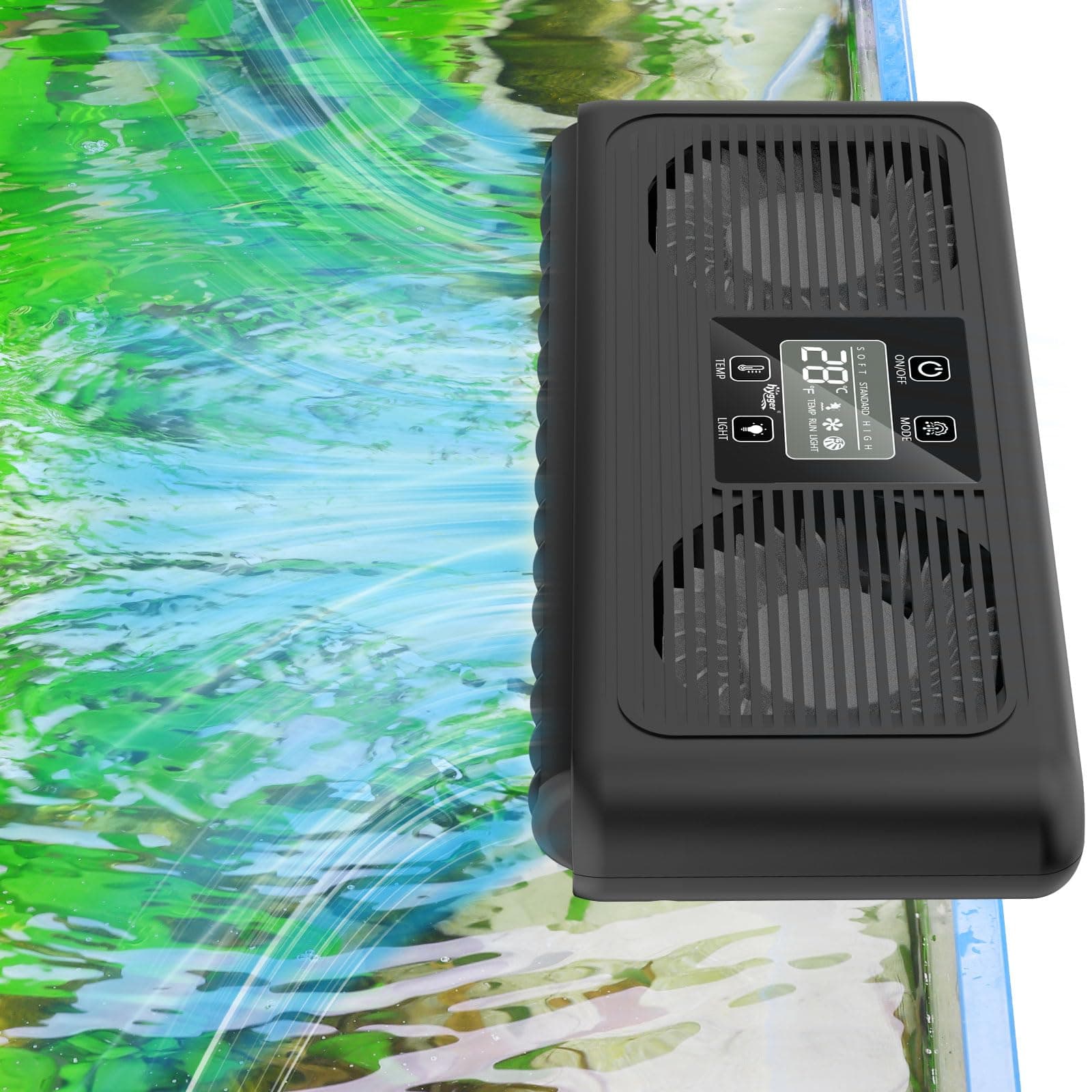 Aquarium Chiller Fan, Fish Tank Radiator, Cooling Artifact, with Adjustable Speed Controller and Spotlight, Low Noise & Effective Cooling Aquarium Fan for Fresh Water Salt Water Tank